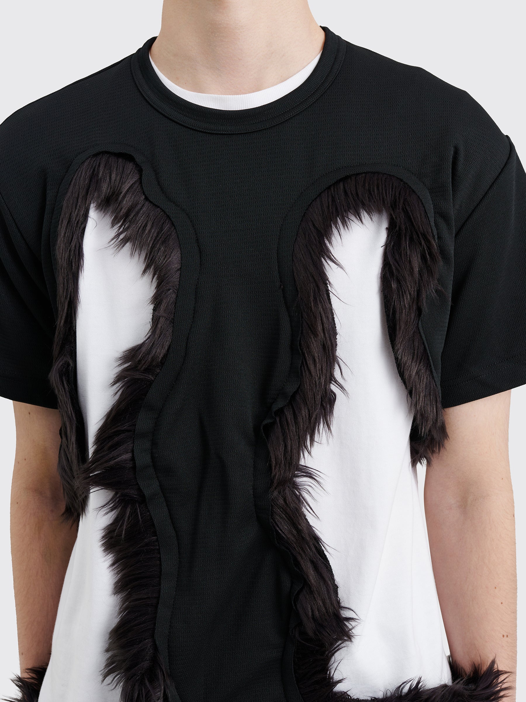 Comme des Garçons Homme Plus Fake Fur Cut-Out Mesh T-shirt Black