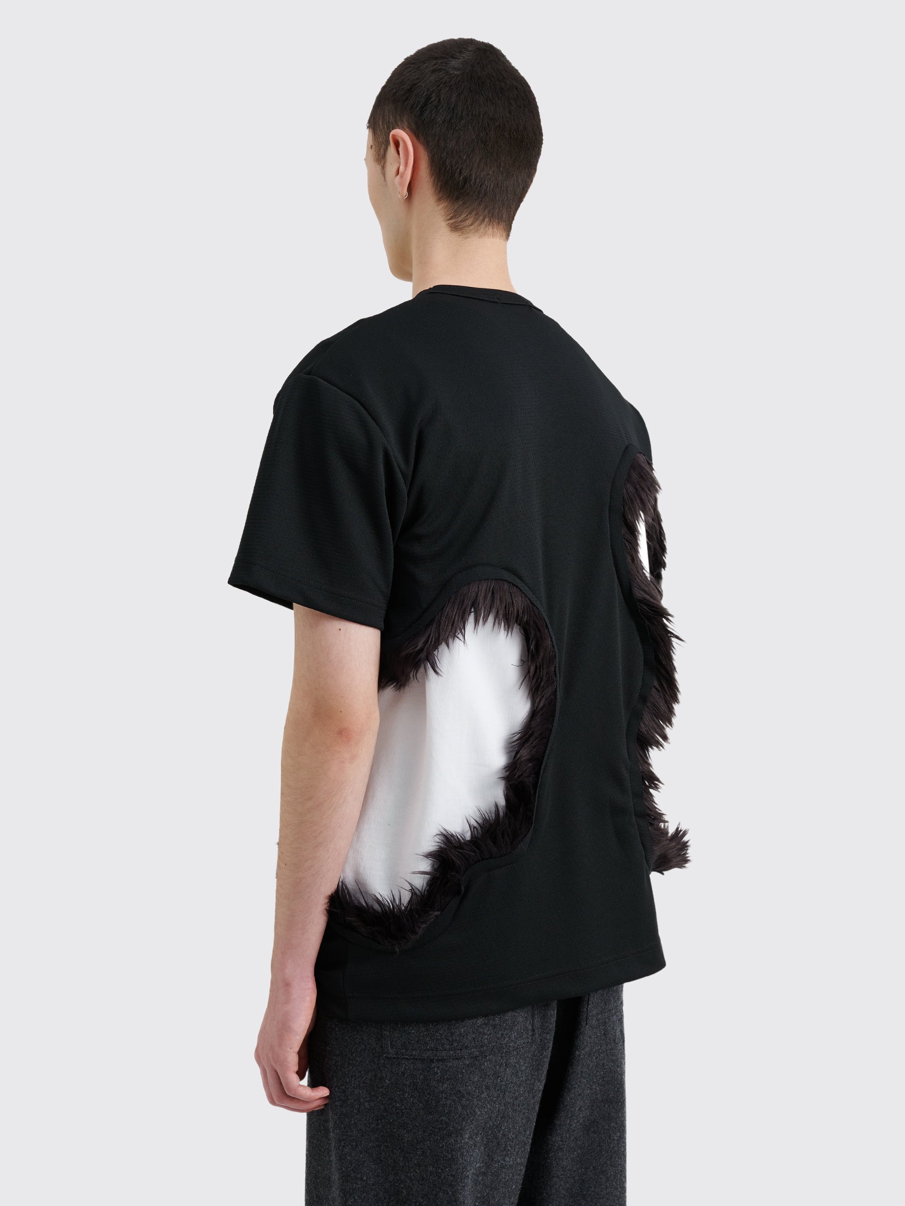 Comme des Garçons Homme Plus Fake Fur Cut-Out Mesh T-shirt Black