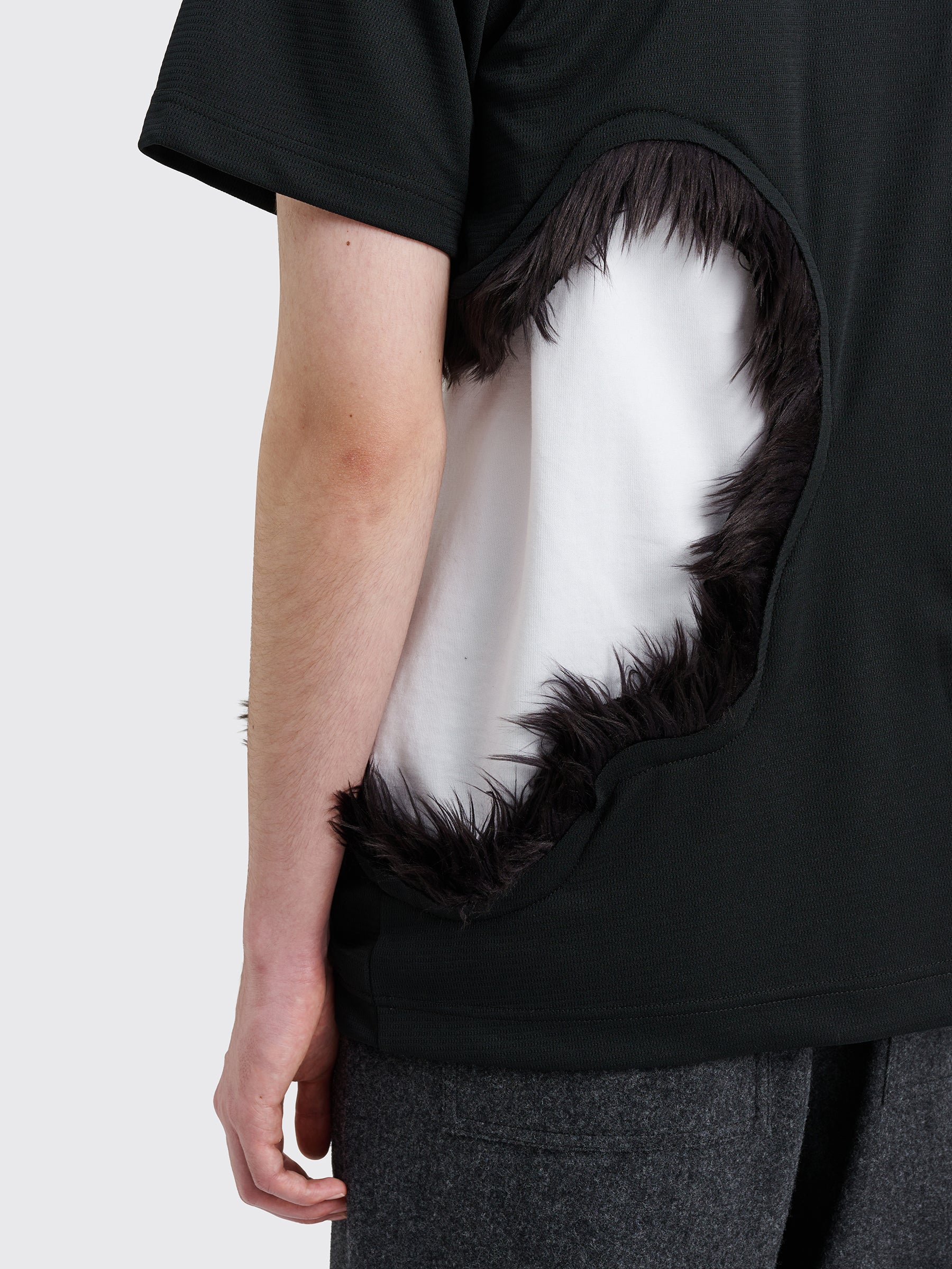 Comme des Garçons Homme Plus Fake Fur Cut-Out Mesh T-shirt Black