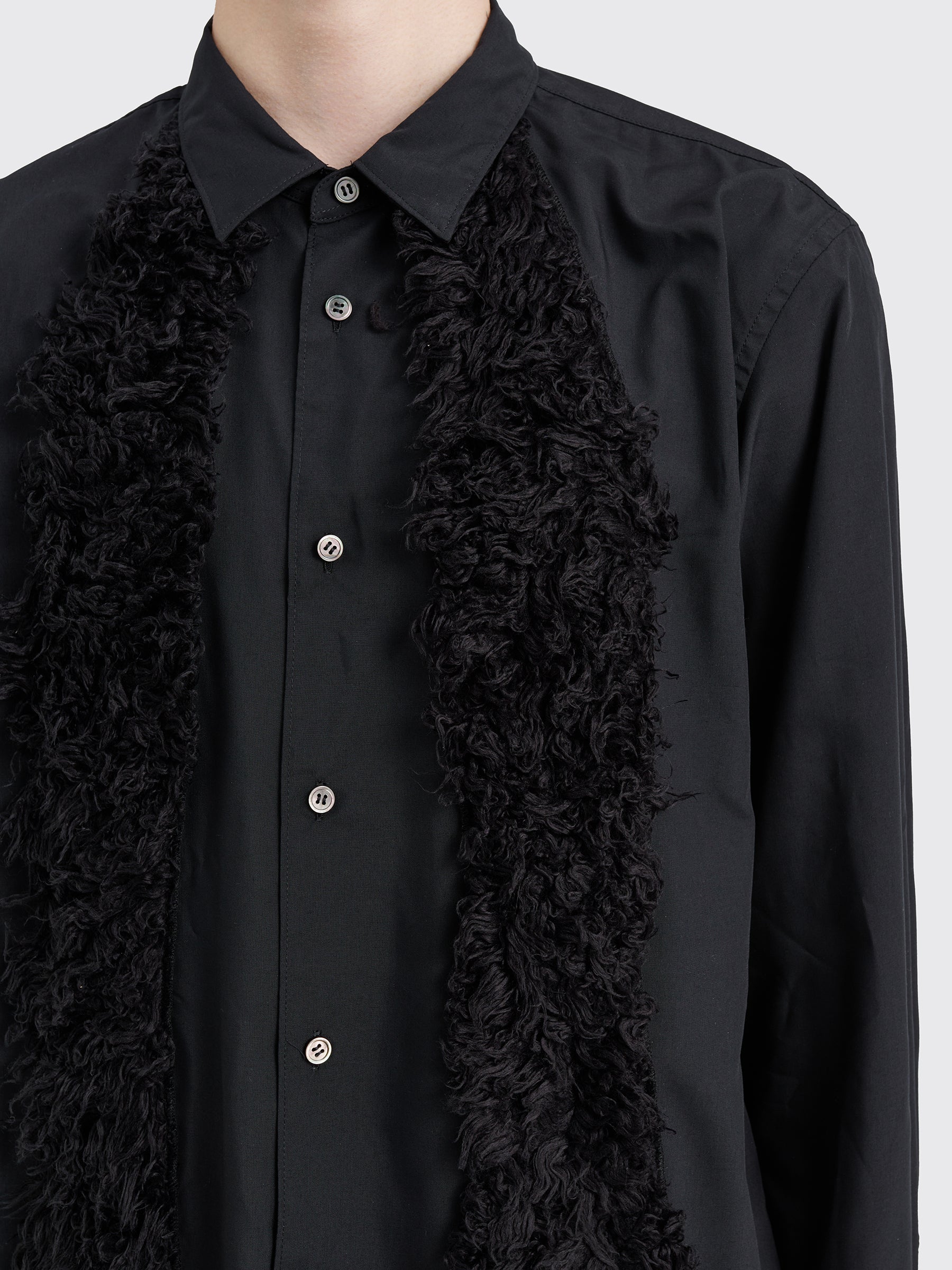 Comme des Garçons Homme Plus Fake Fur Panel Shirt Black