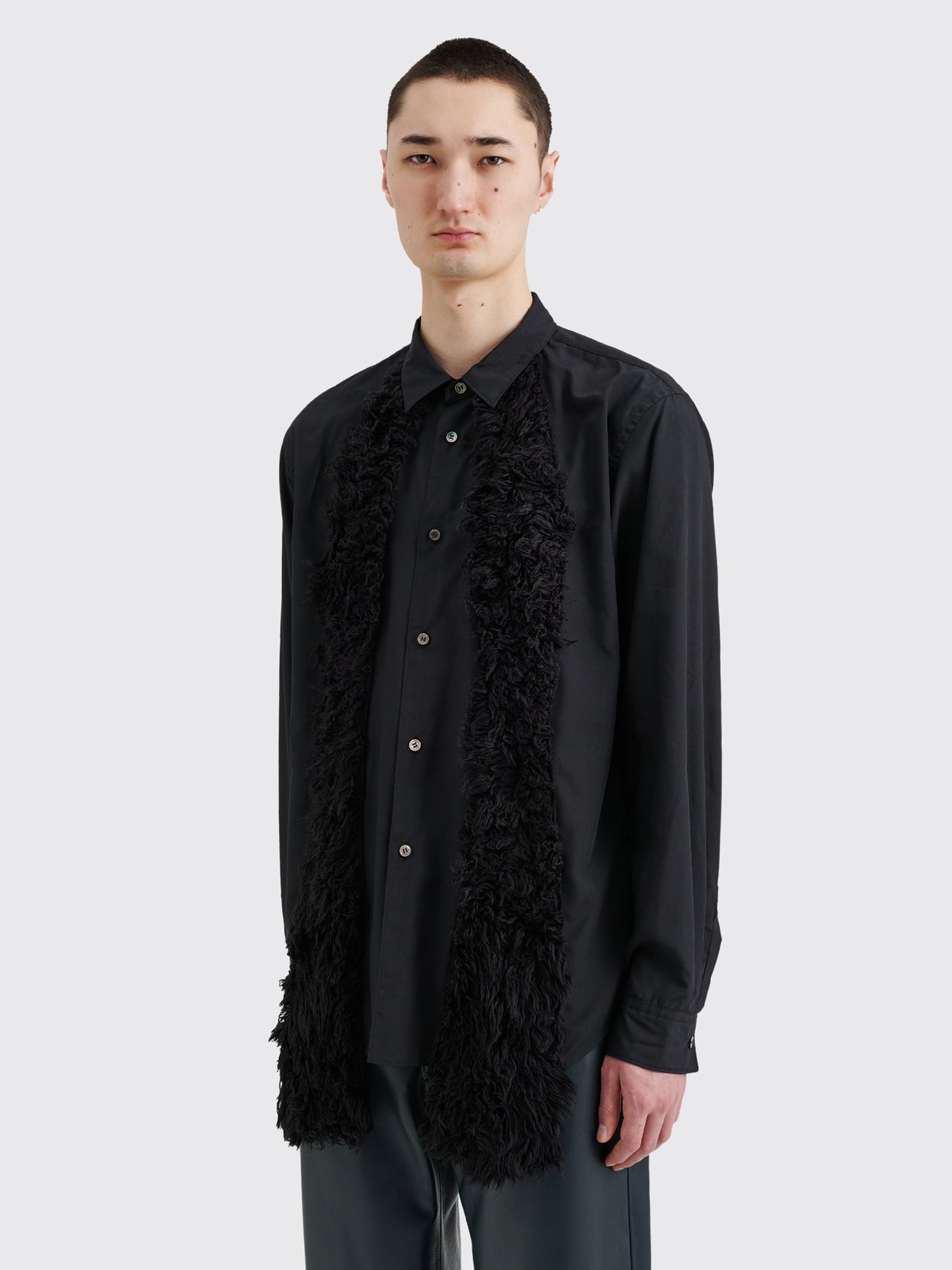 Comme des Garçons Homme Plus Fake Fur Panel Shirt Black