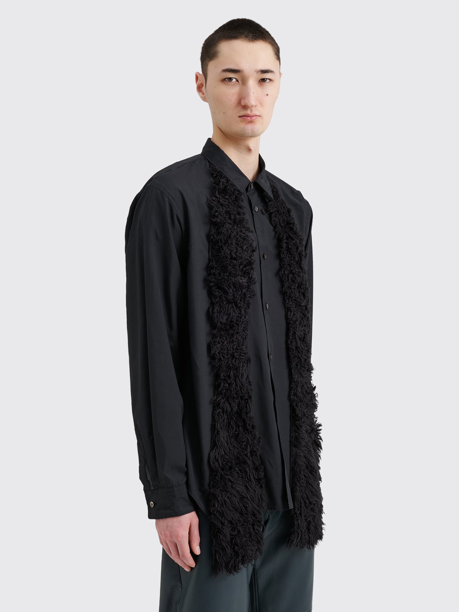 Comme des Garçons Homme Plus Fake Fur Panel Shirt Black