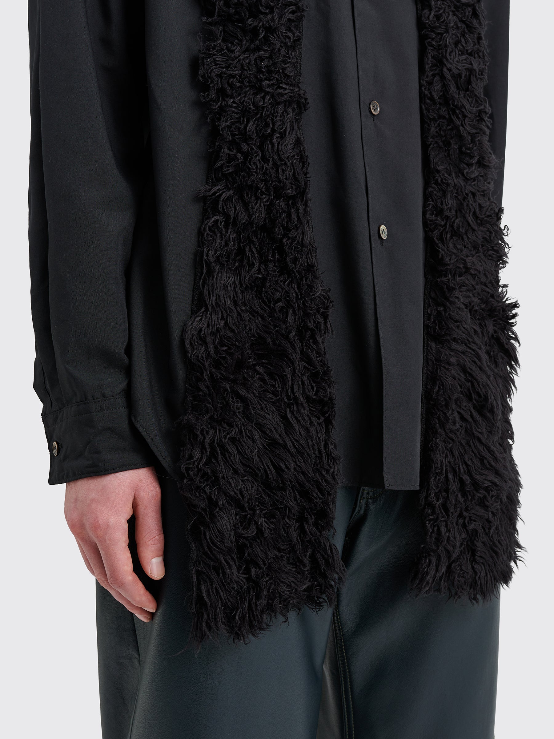 Comme des Garçons Homme Plus Fake Fur Panel Shirt Black
