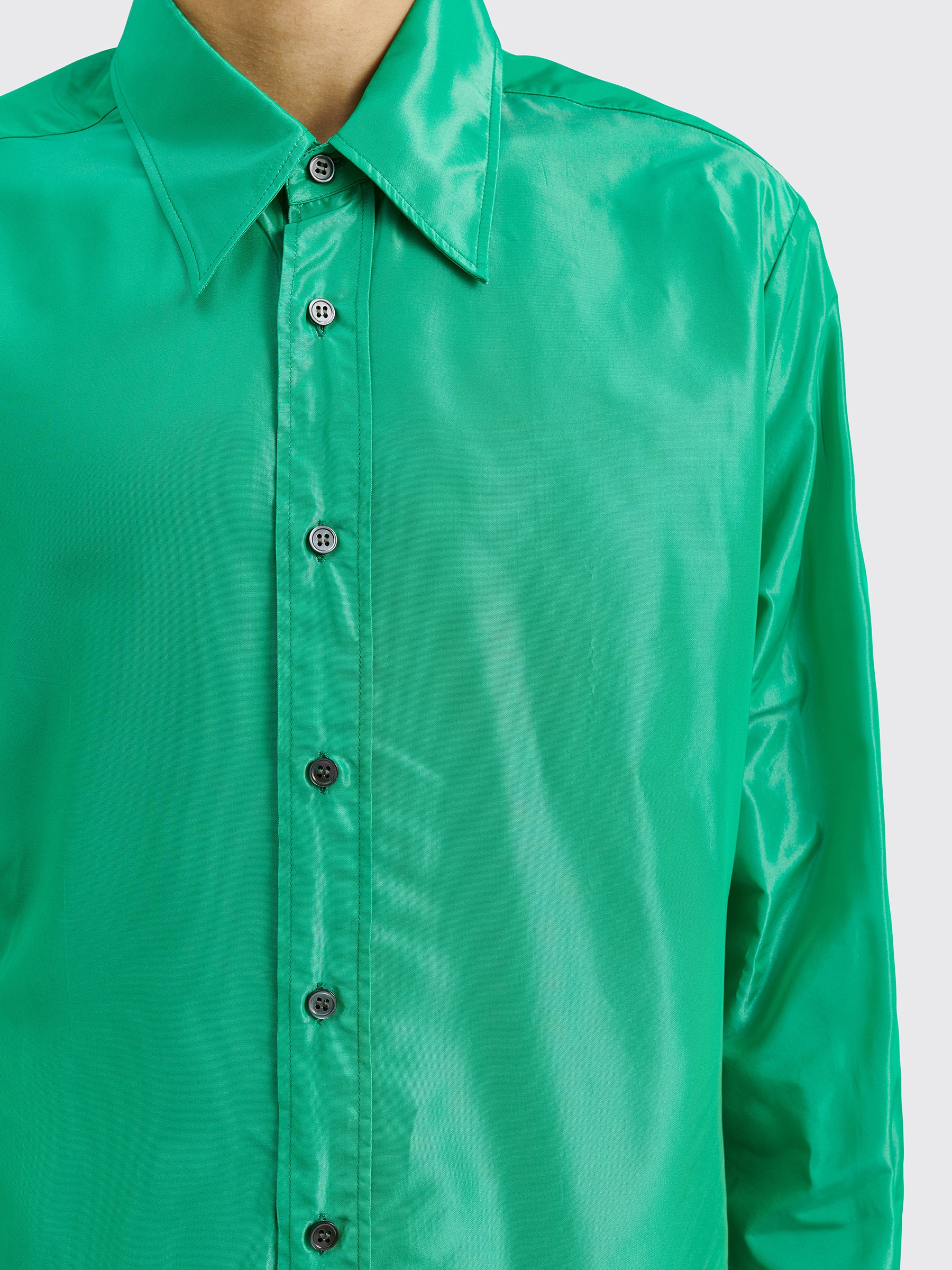 ERL Taffetas Button Down Shirt Green