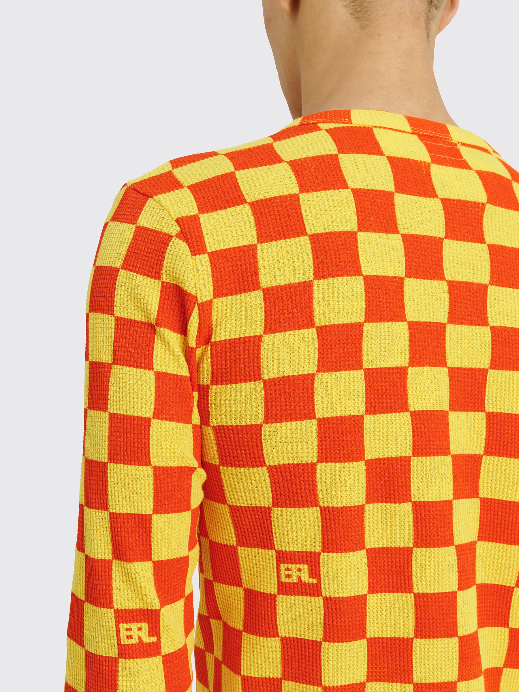 ERL Checker Print Waffle Longsleeve T-shirt Orange