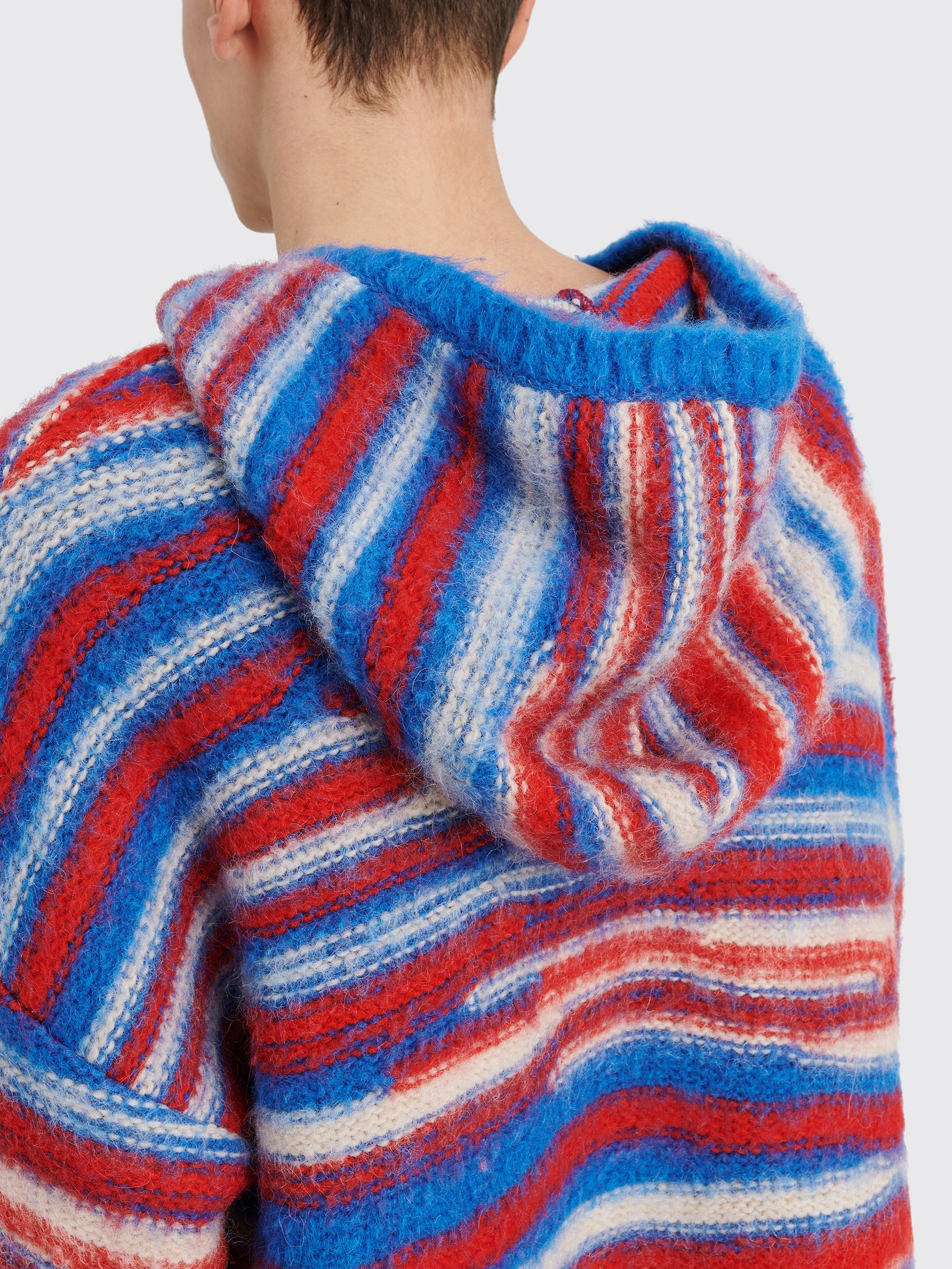 ERL Oversized Alpaca Knit Hoodie Red / Blue