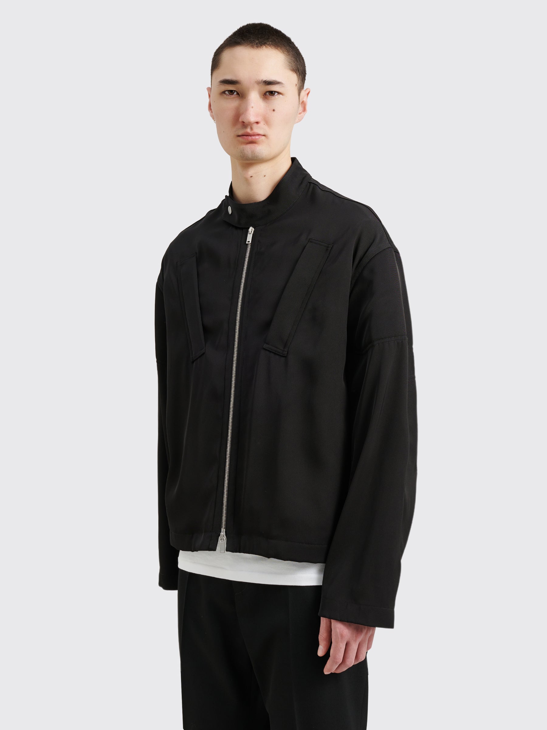 Jil Sander Zippered Short Blouson Jacket Black