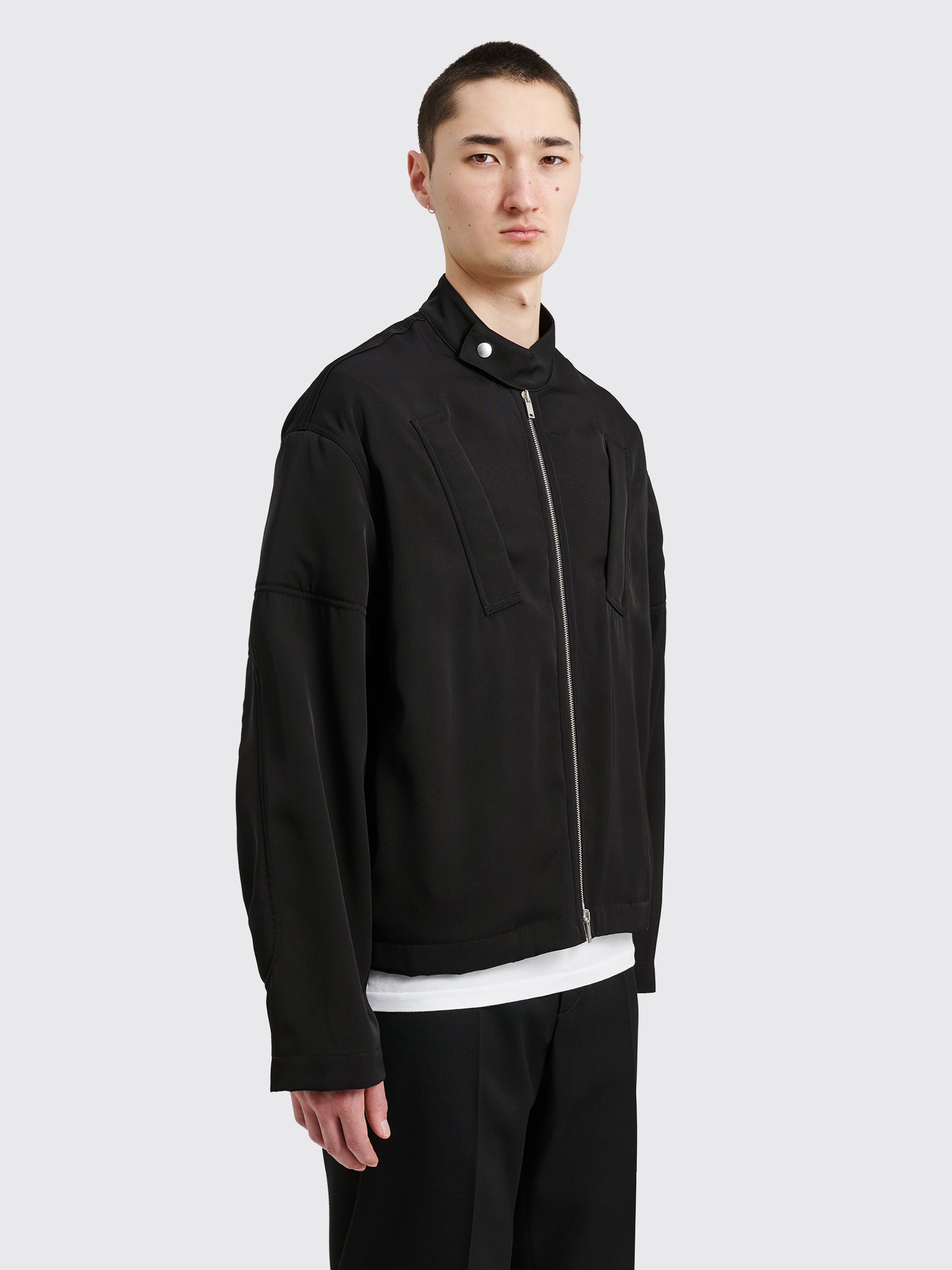 Jil Sander Zippered Short Blouson Jacket Black