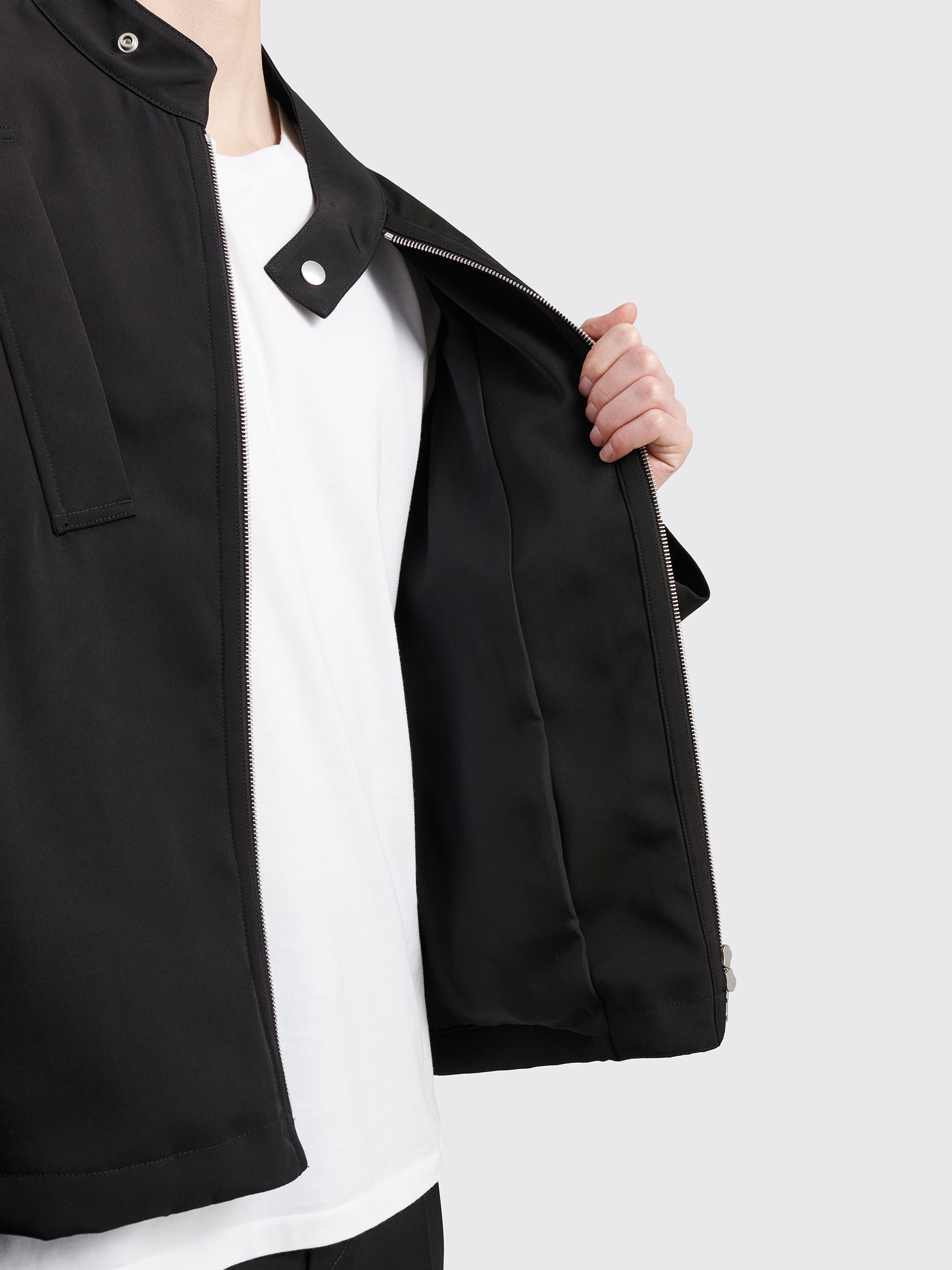 Jil Sander Zippered Short Blouson Jacket Black