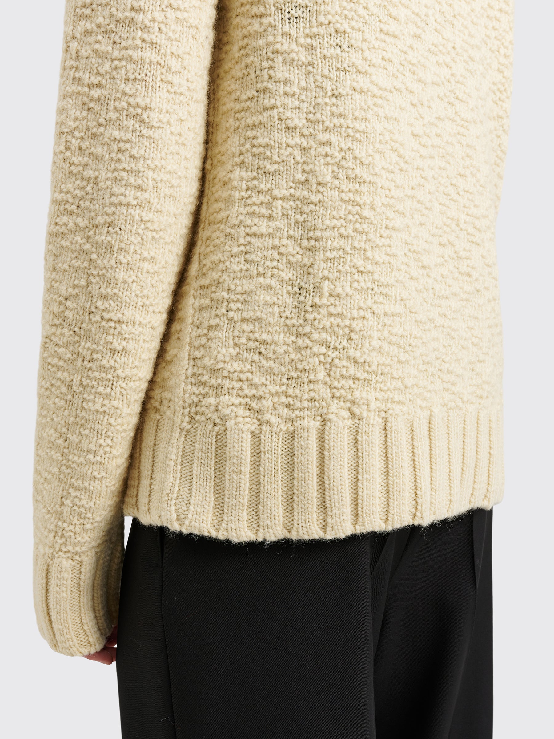 Jil Sander Pure Wool Zip Cardigan Bone