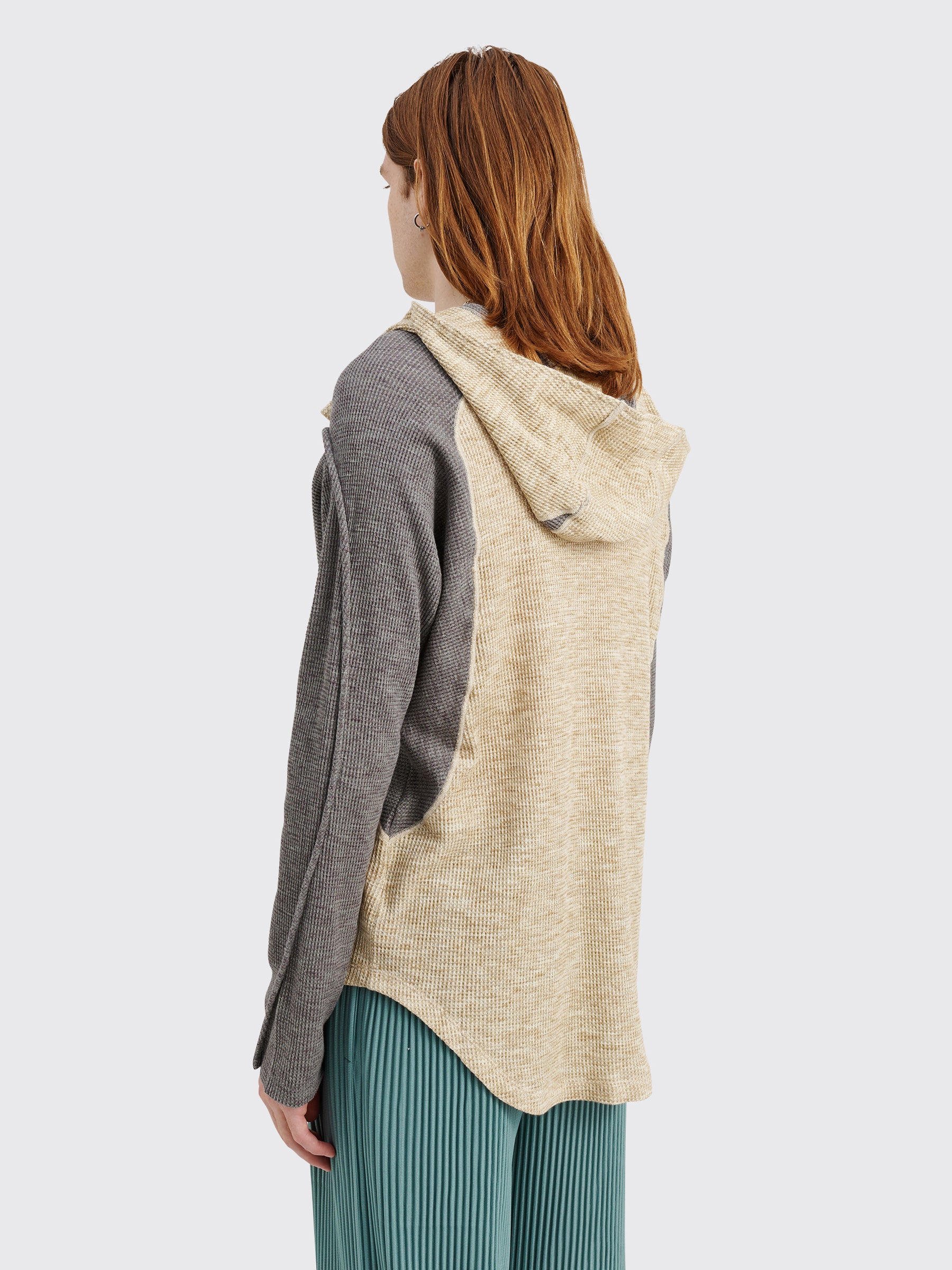 Kiko Kostadinov Solon Hooded Top Melange Jersey Desert Beige / Ash Grey