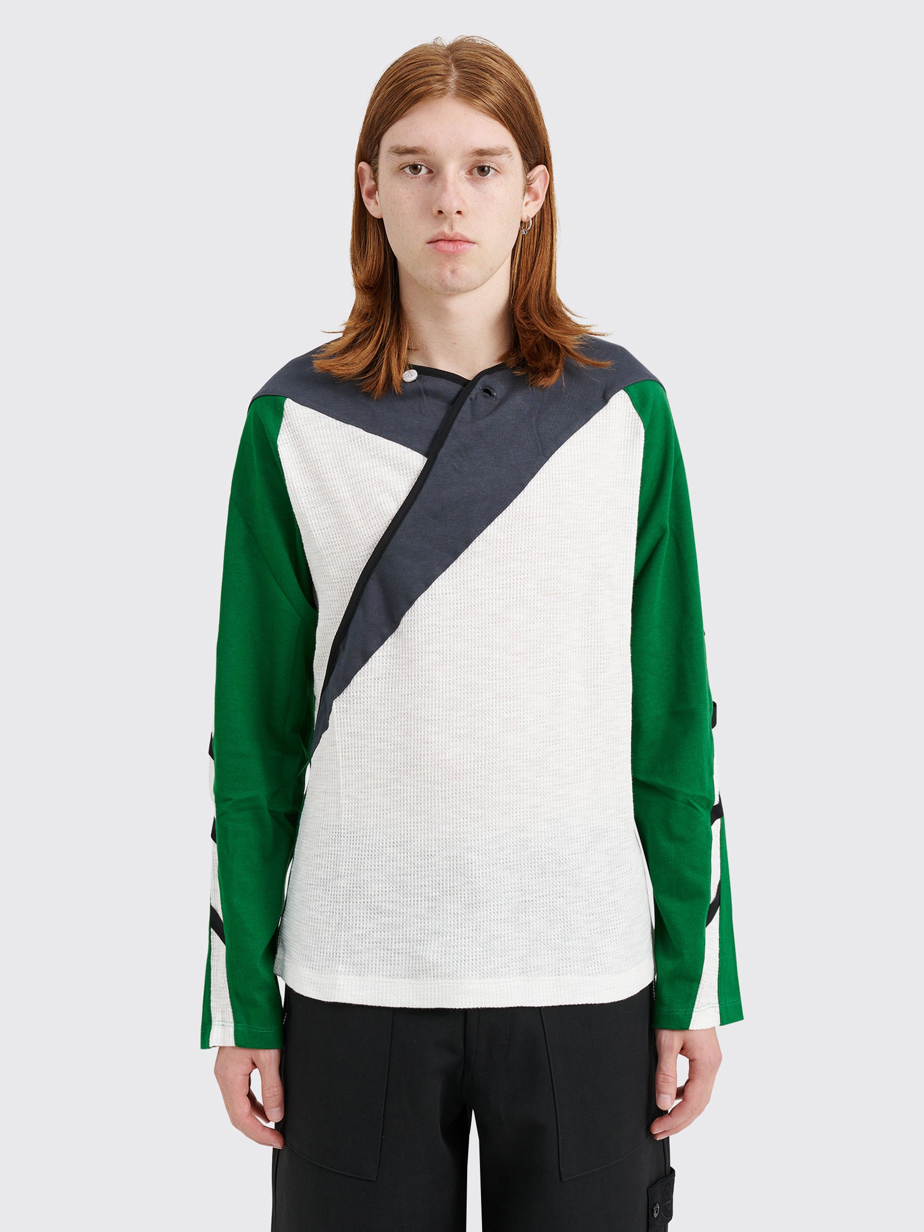 Kiko Kostadinov Remus Top Jersey White / Dim Grey / Hunter Green