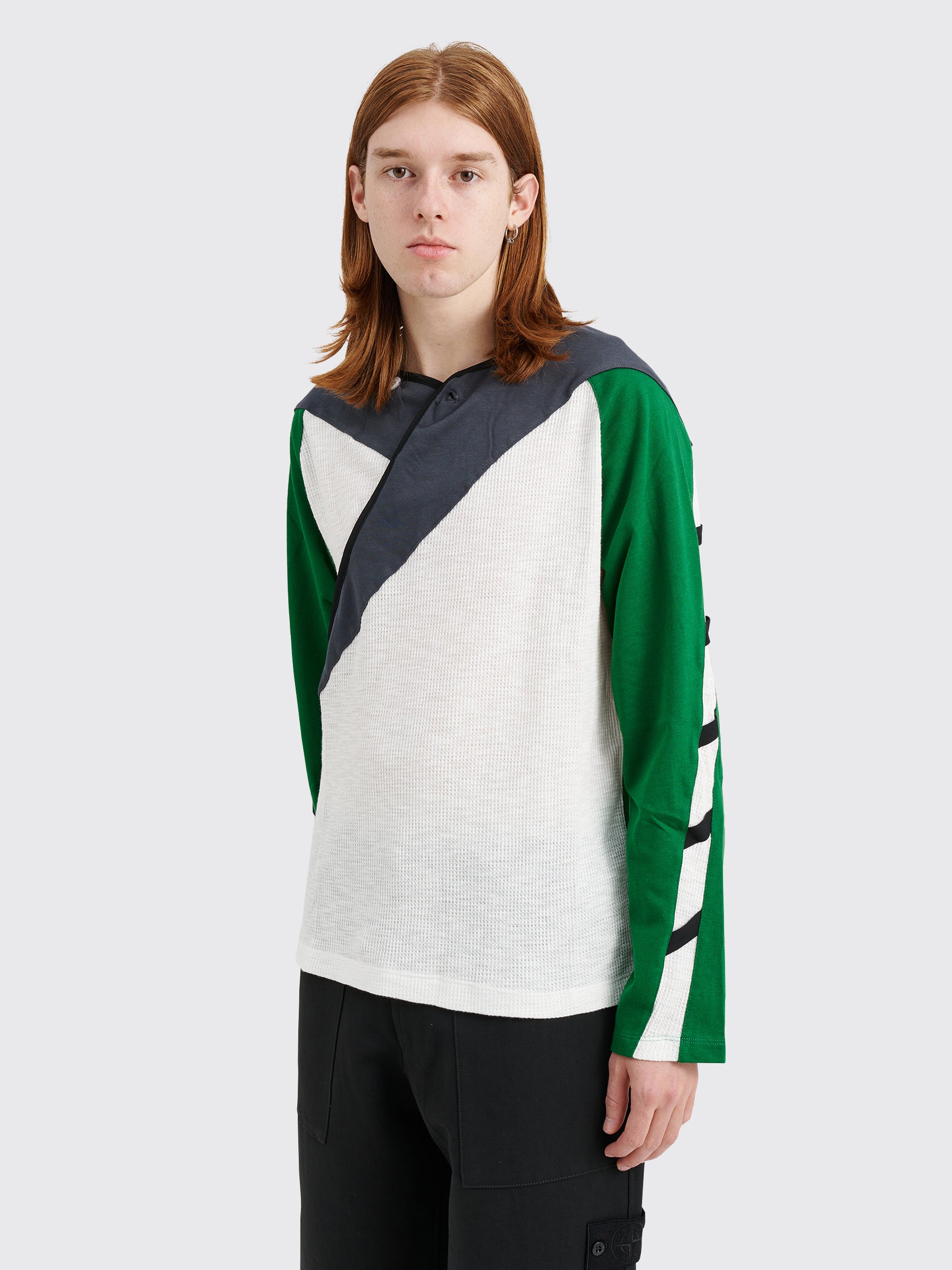 Kiko Kostadinov Remus Top Jersey White / Dim Grey / Hunter Green
