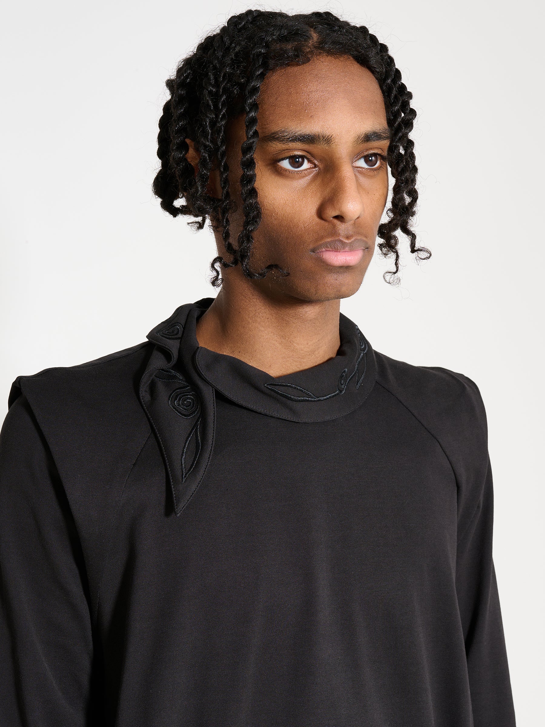Kiko Kostadinov Wrapped Collar Jersey Jet Black