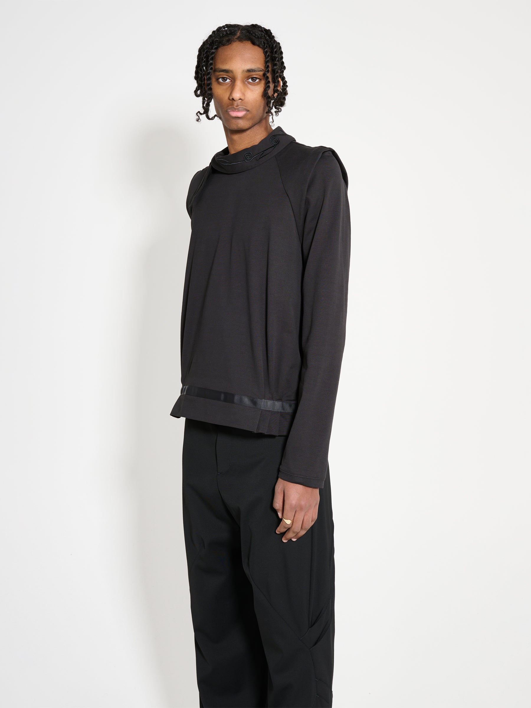 Kiko Kostadinov Wrapped Collar Jersey Jet Black