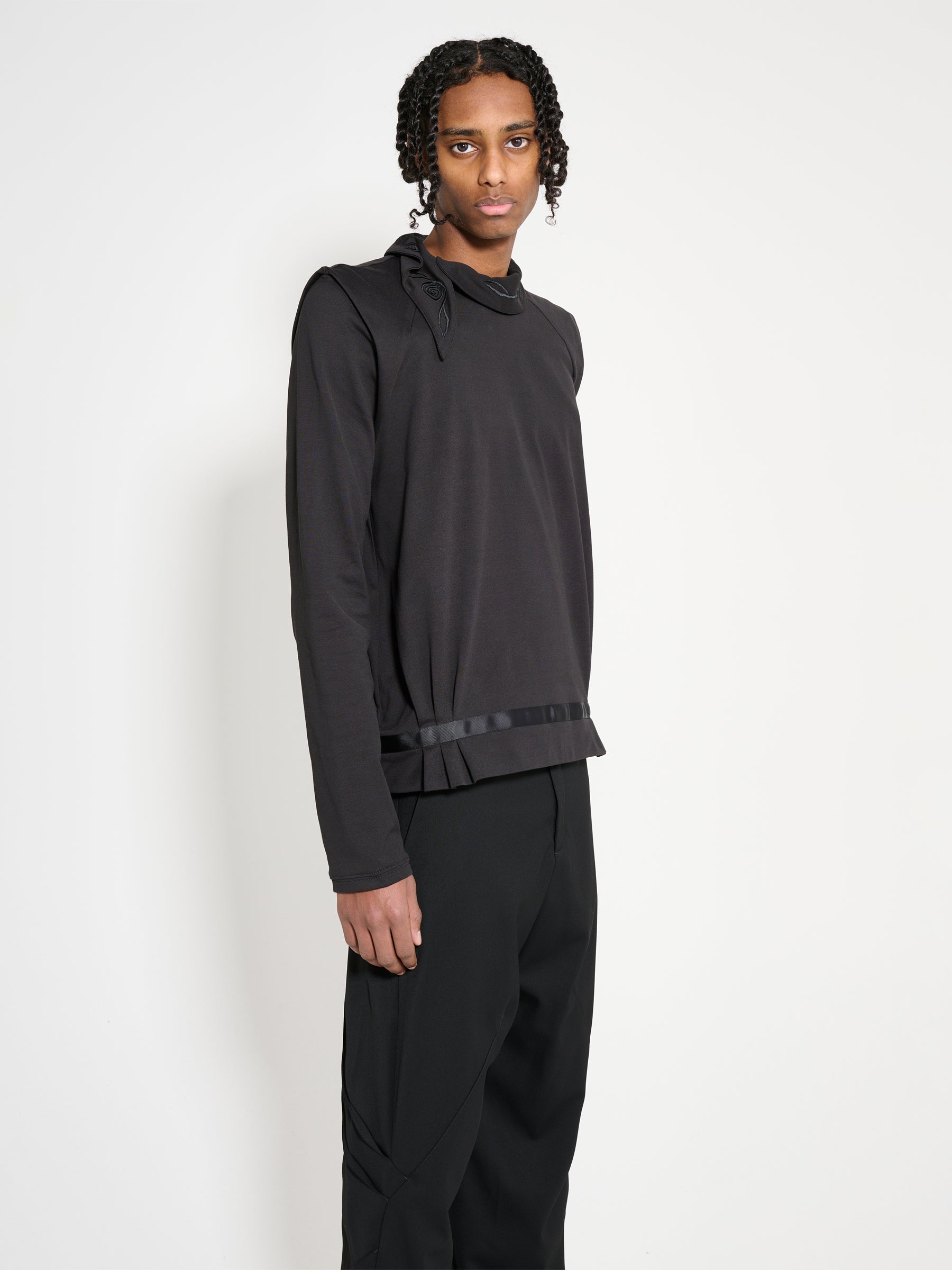 Kiko Kostadinov Wrapped Collar Jersey Jet Black