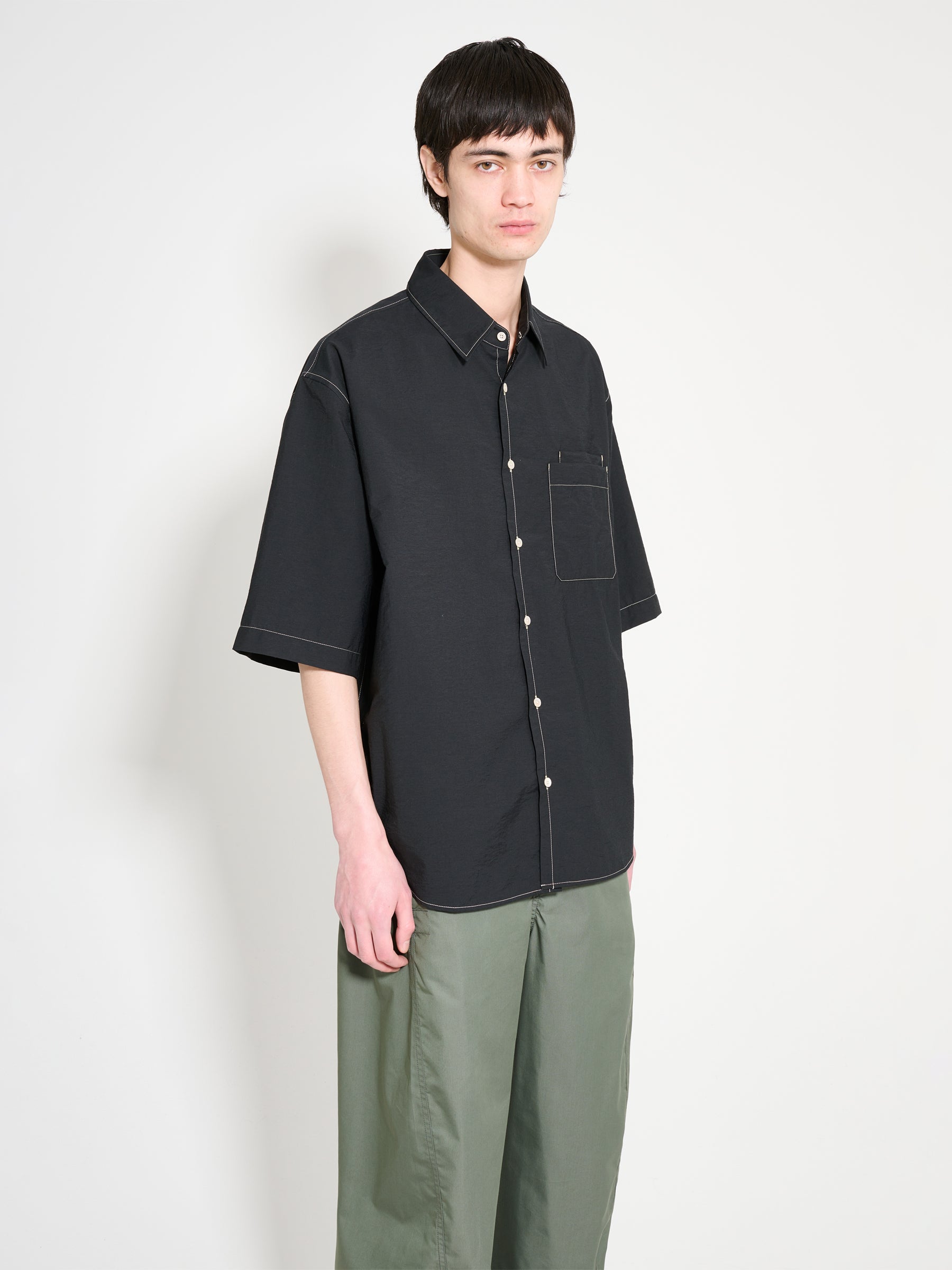 Lemaire Double Pocket Short Sleeve Shirt Black