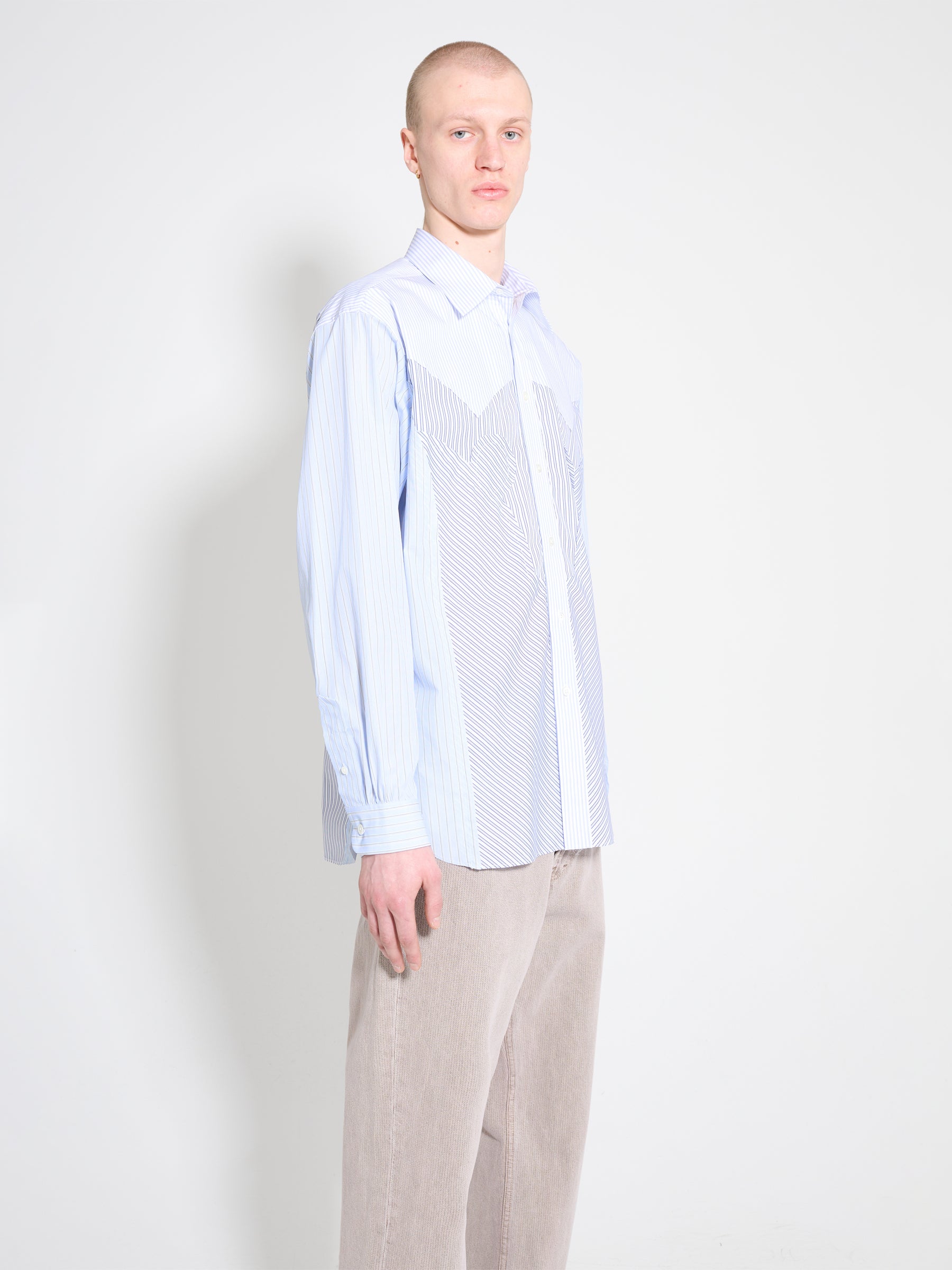 Maison Margiela Long Sleeved Shirt White Blue