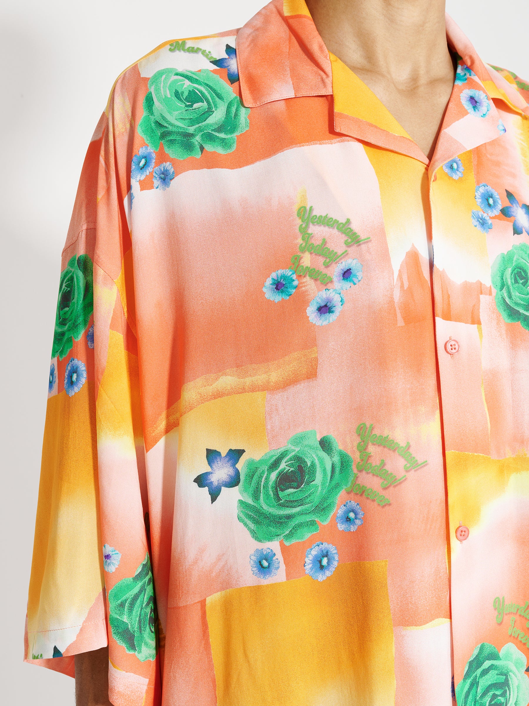 Martine Rose Boxy Hawaiian Shirt Today Floral Coral