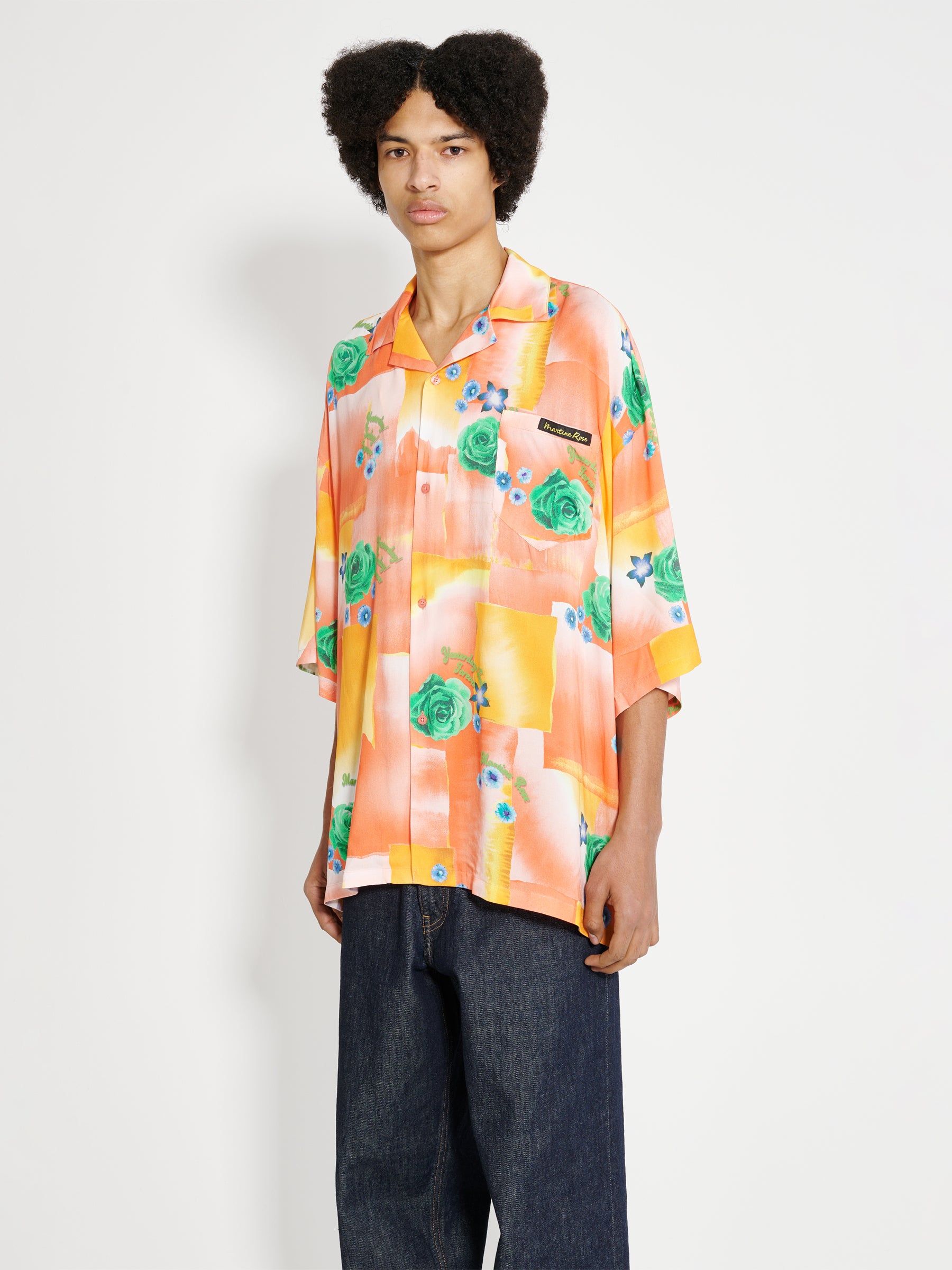 Martine Rose Boxy Hawaiian Shirt Today Floral Coral