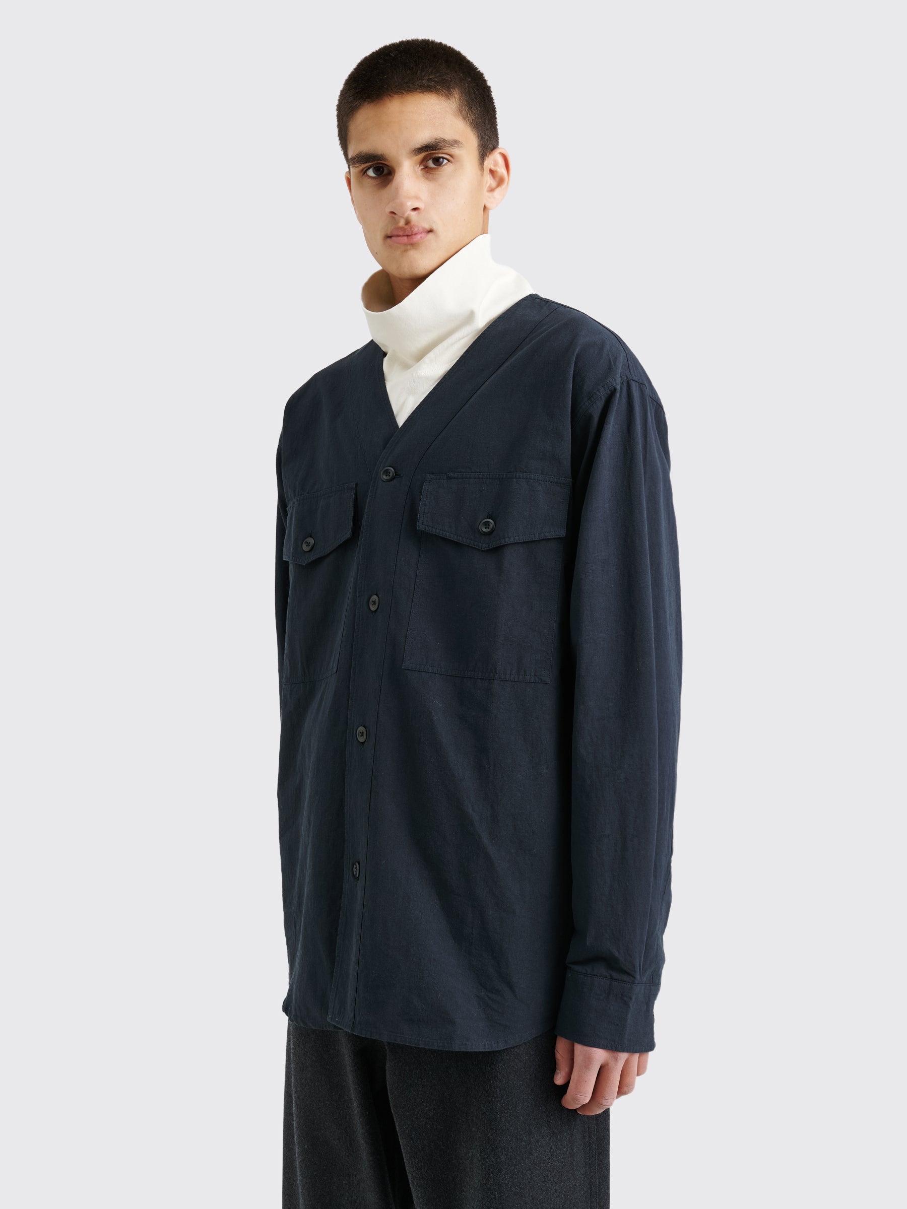 Margaret Howell MHL Scout Shirt Linen Plainweave Ink