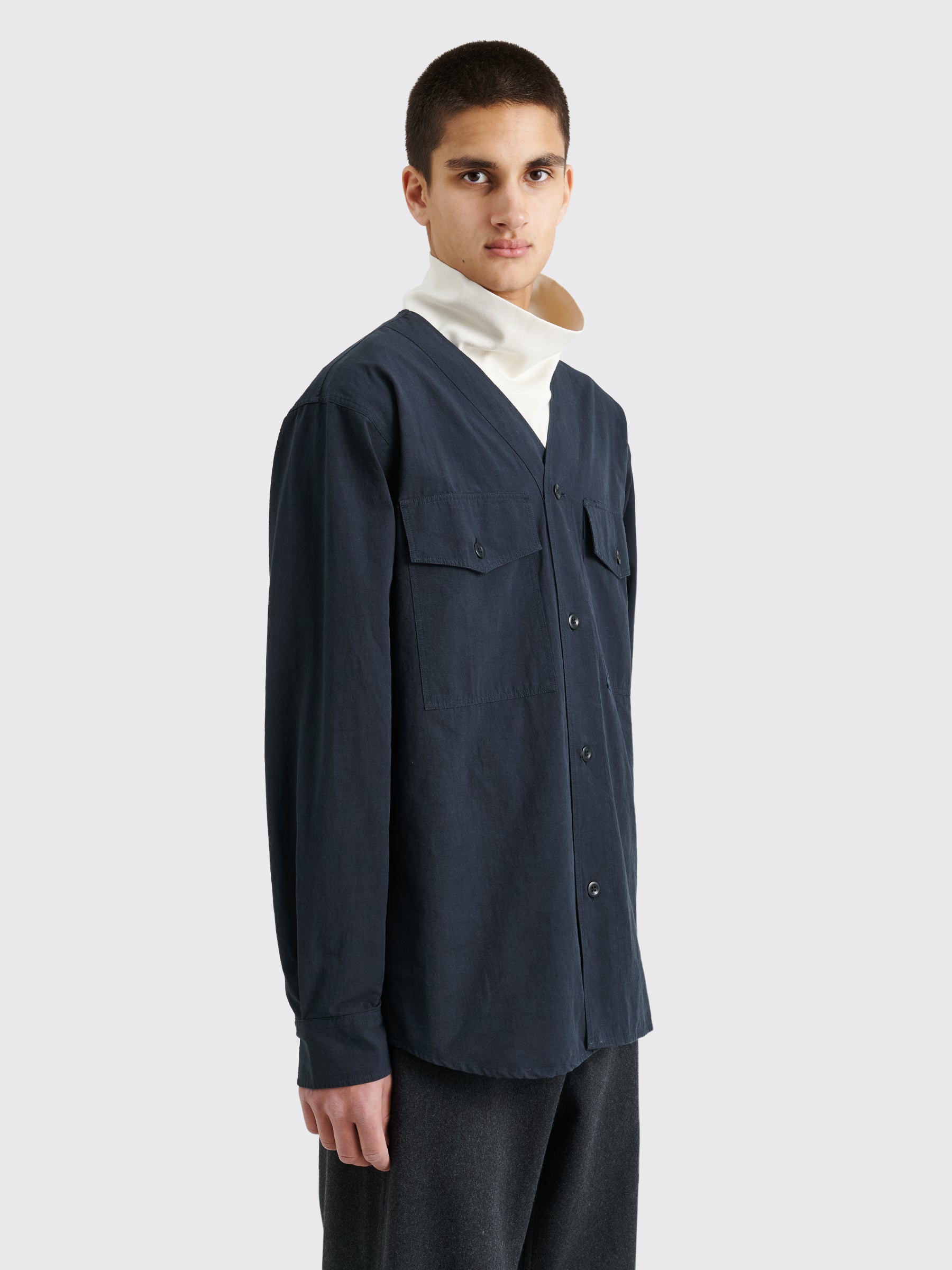 Margaret Howell MHL Scout Shirt Linen Plainweave Ink