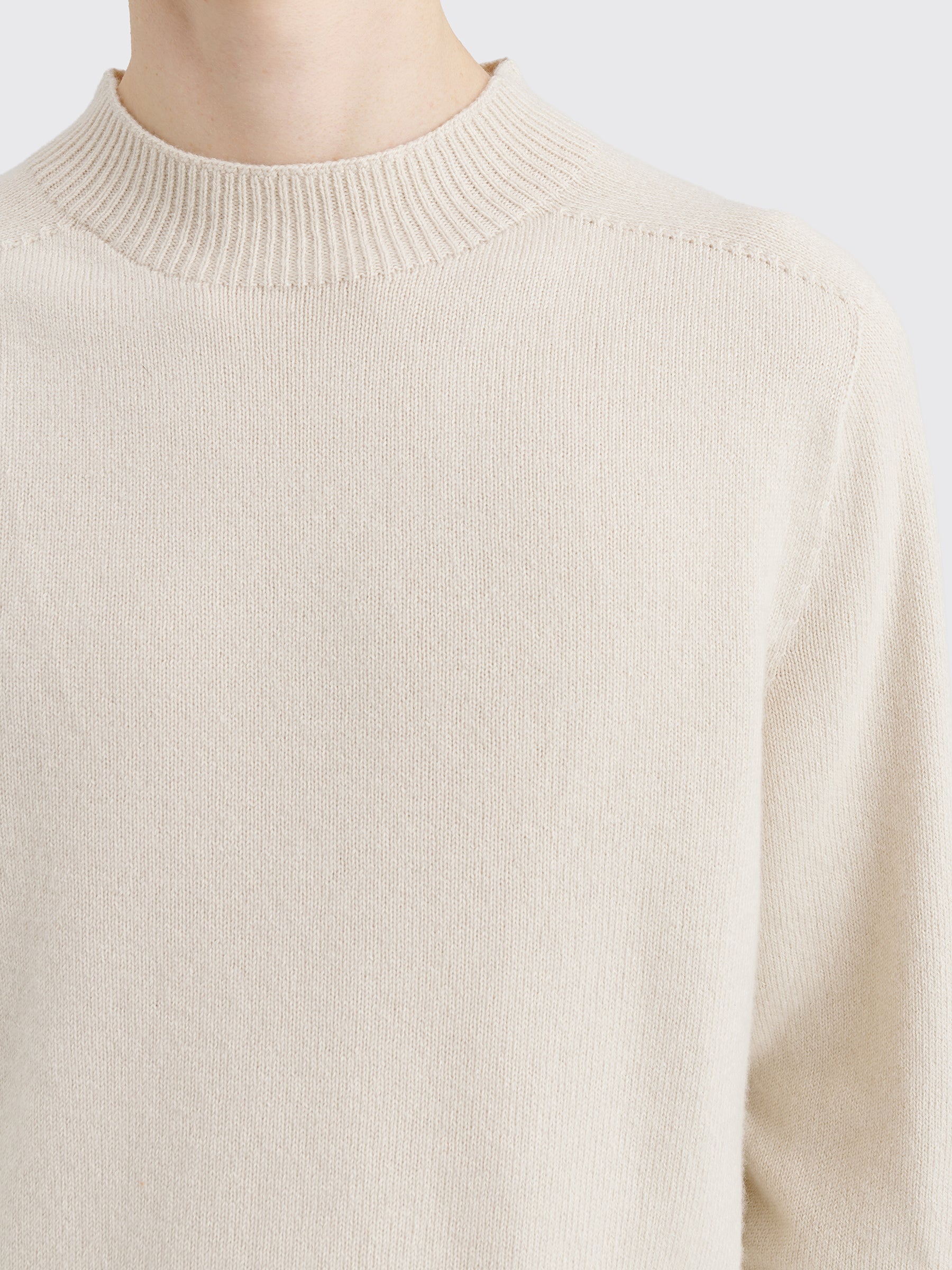 Margaret Howell Saddle Crew Neck Cashmere Cotton Twist Sandstone