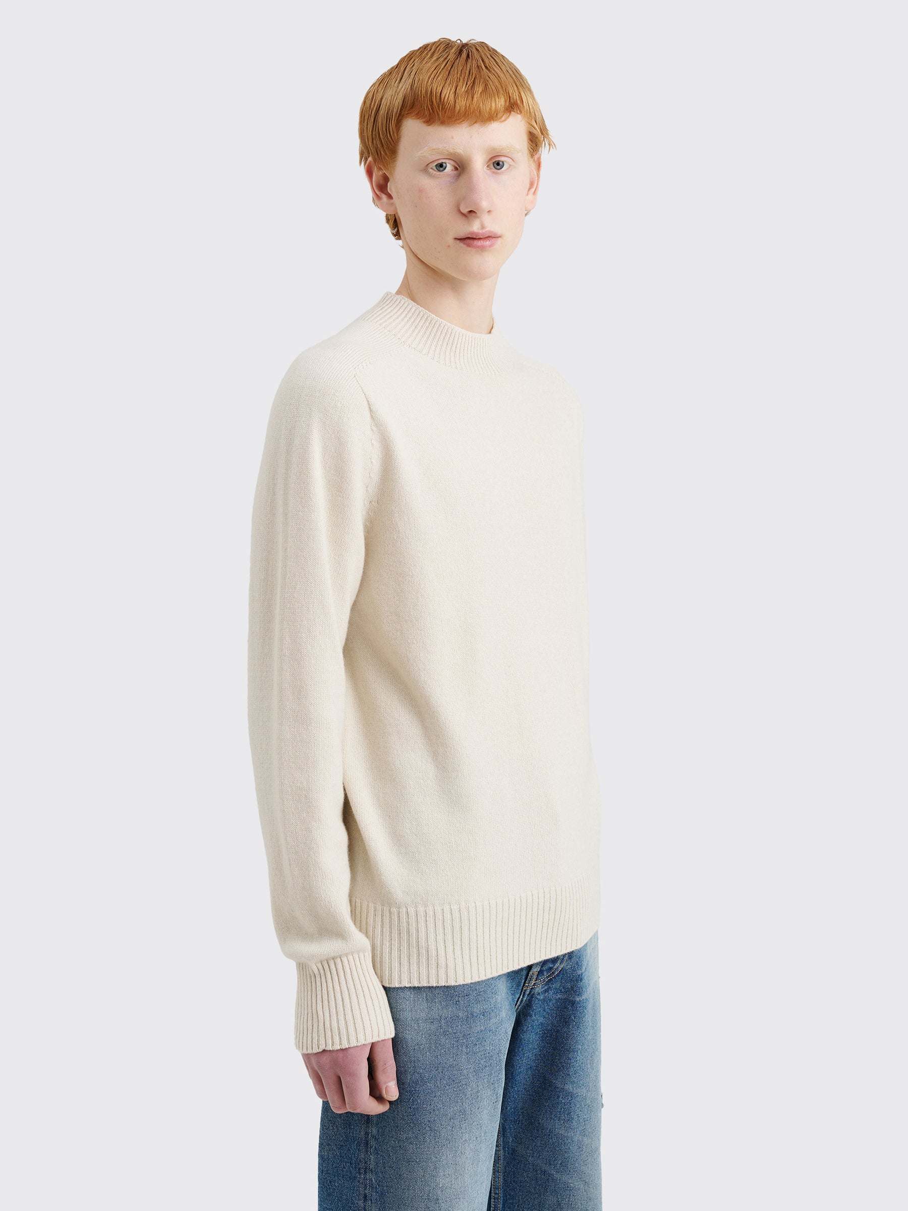 Margaret Howell Saddle Crew Neck Cashmere Cotton Twist Sandstone