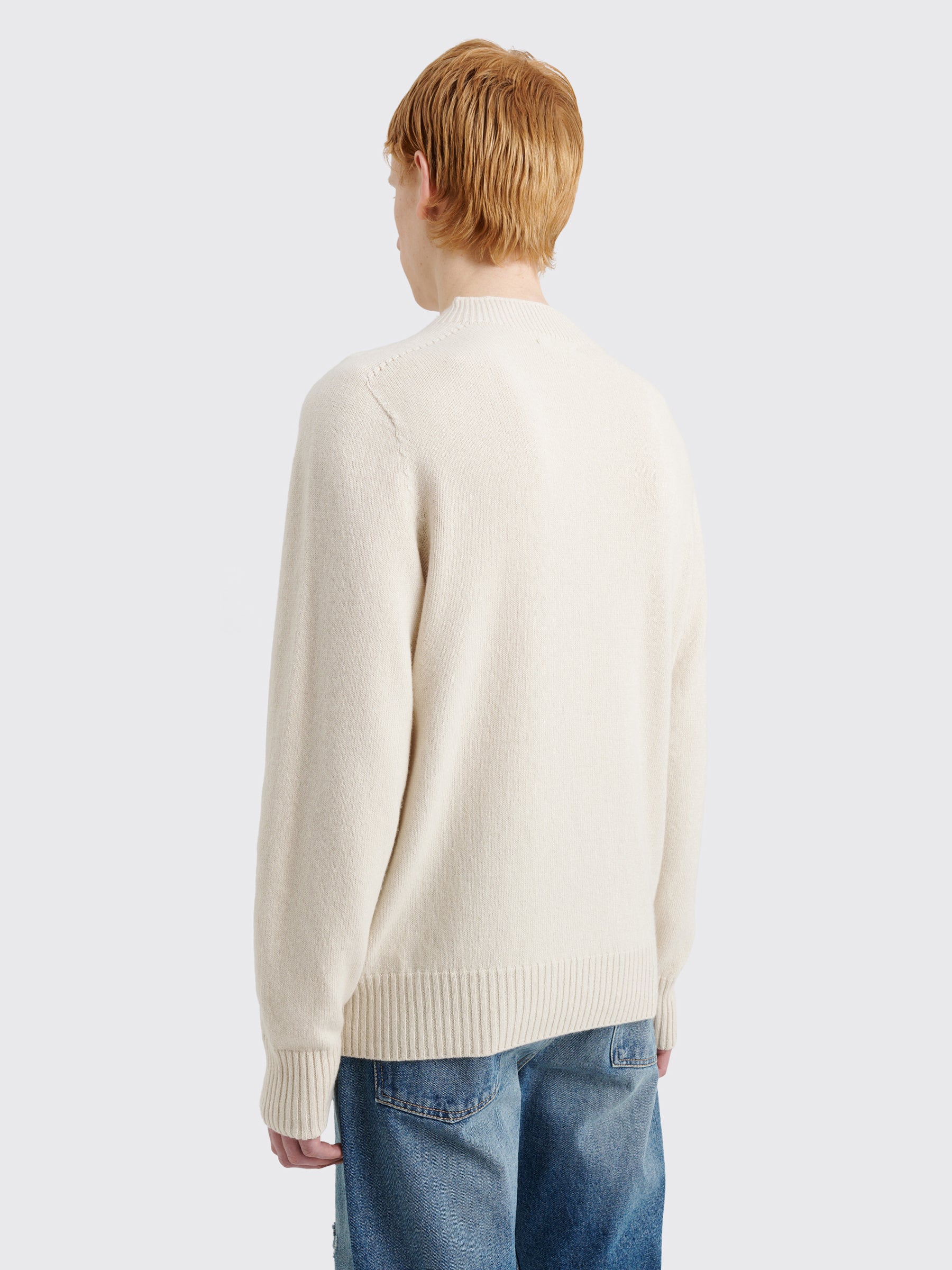 Margaret Howell Saddle Crew Neck Cashmere Cotton Twist Sandstone