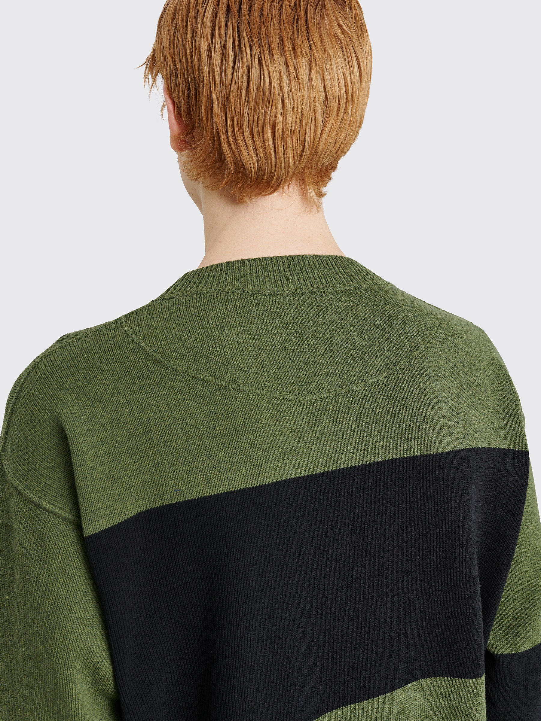 Margaret Howell MHL Block Stripe Jumper Dry Cotton Green / Black