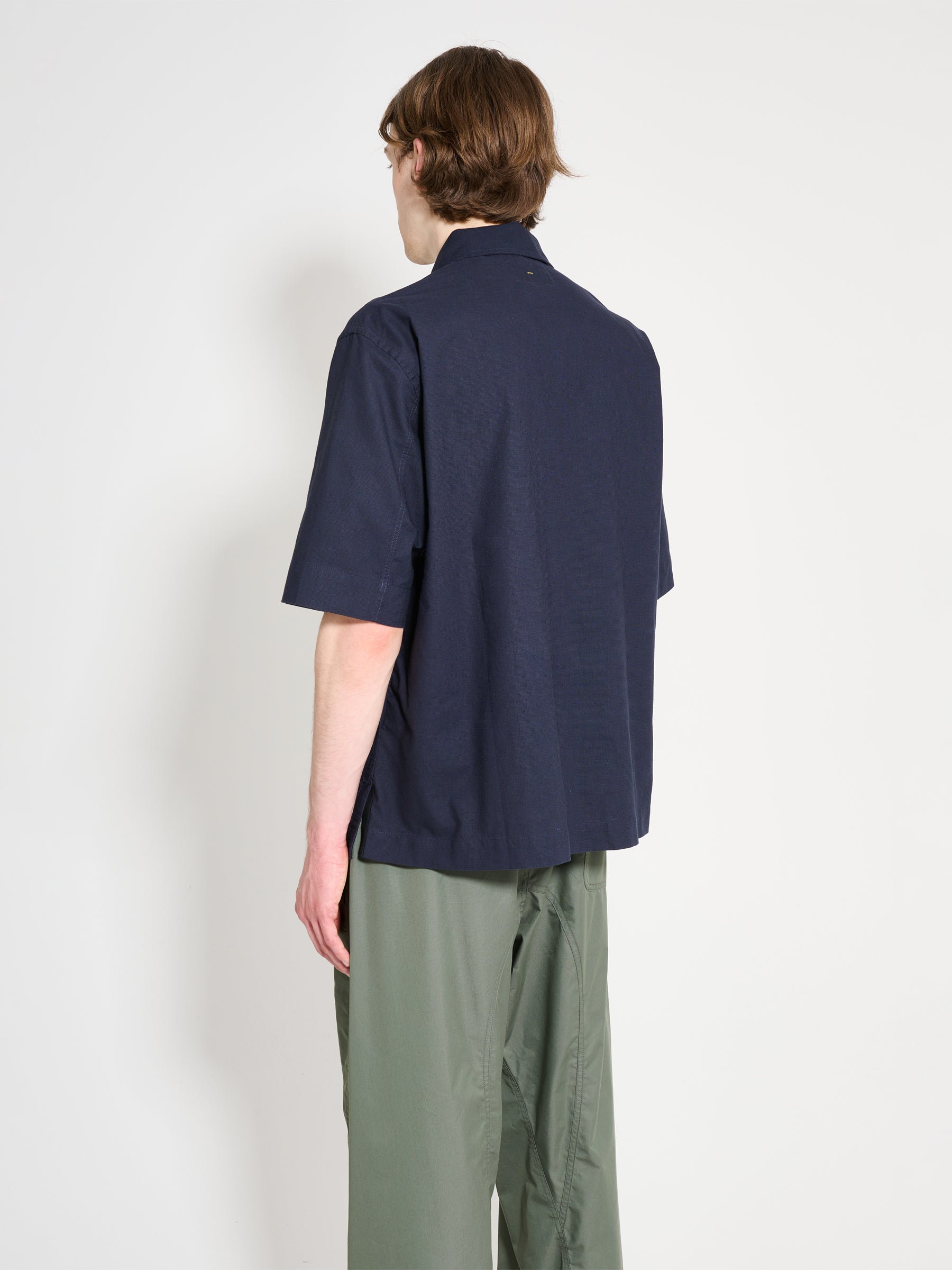 Margaret Howell MHL Offset Placket Polo Textured Cotton Ink