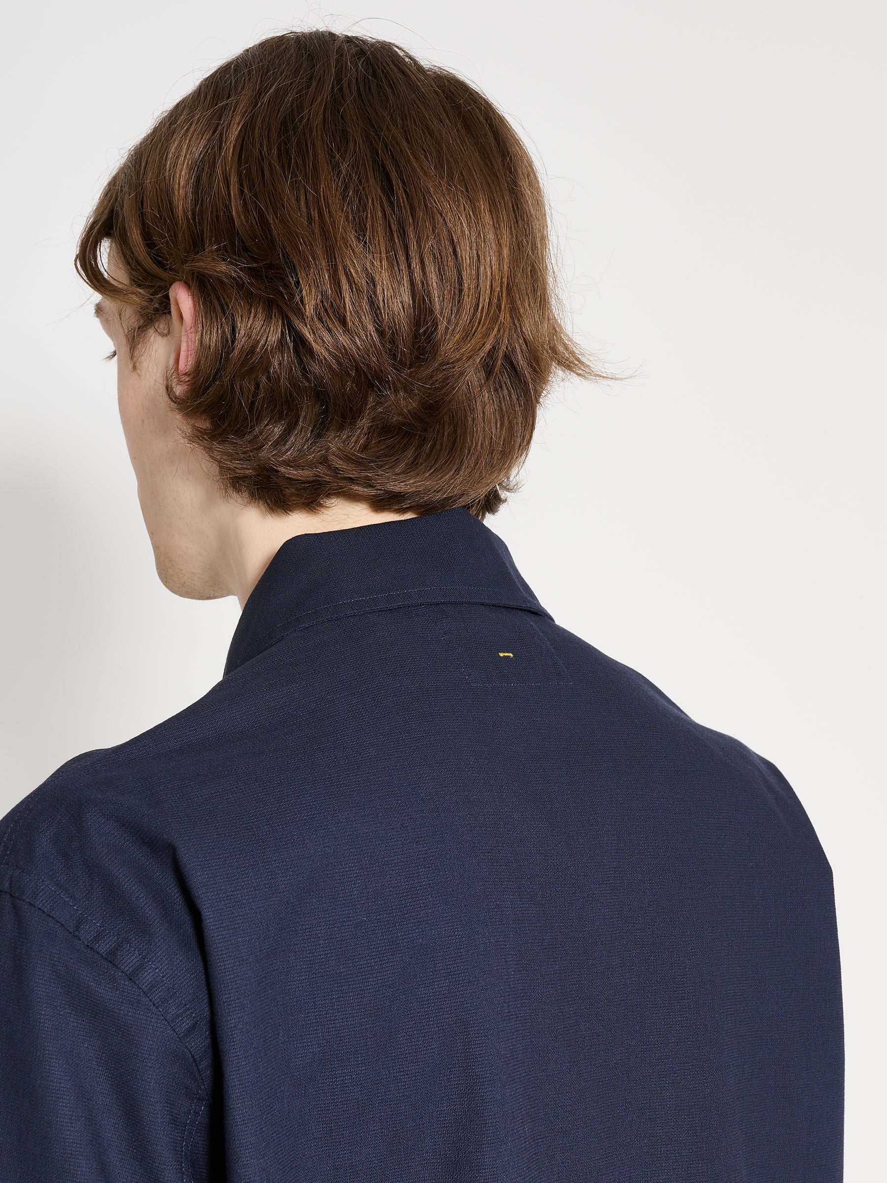 Margaret Howell MHL Offset Placket Polo Textured Cotton Ink