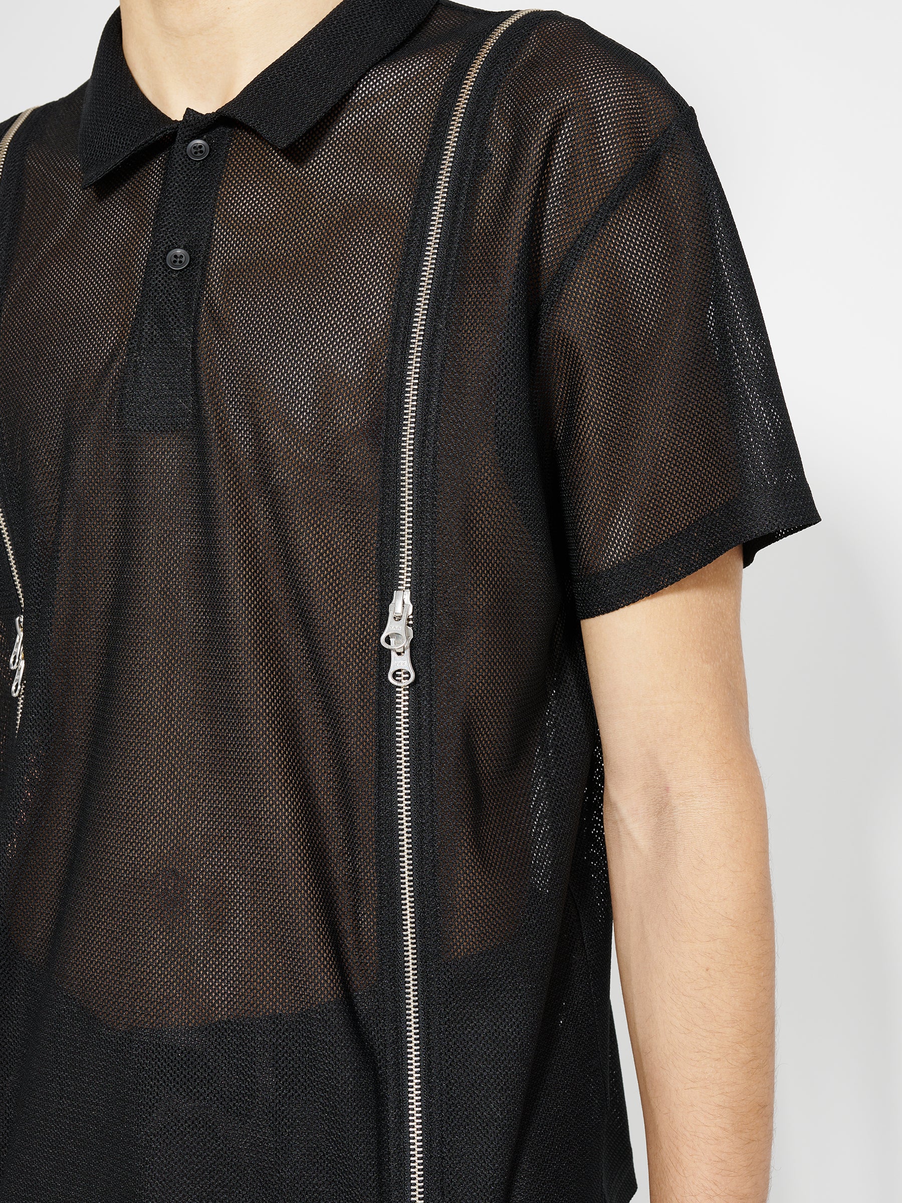 Olly Shinder Zip Polo Black Mesh