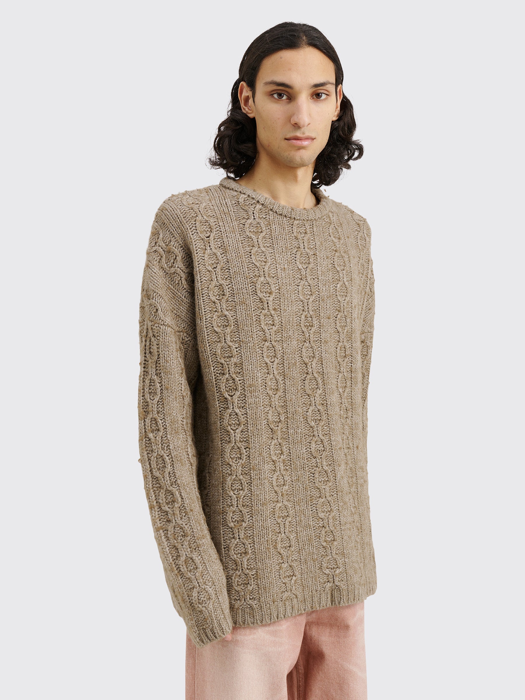 Our Legacy Funky Chain Knit Popover Roundneck Sweater Peafowl