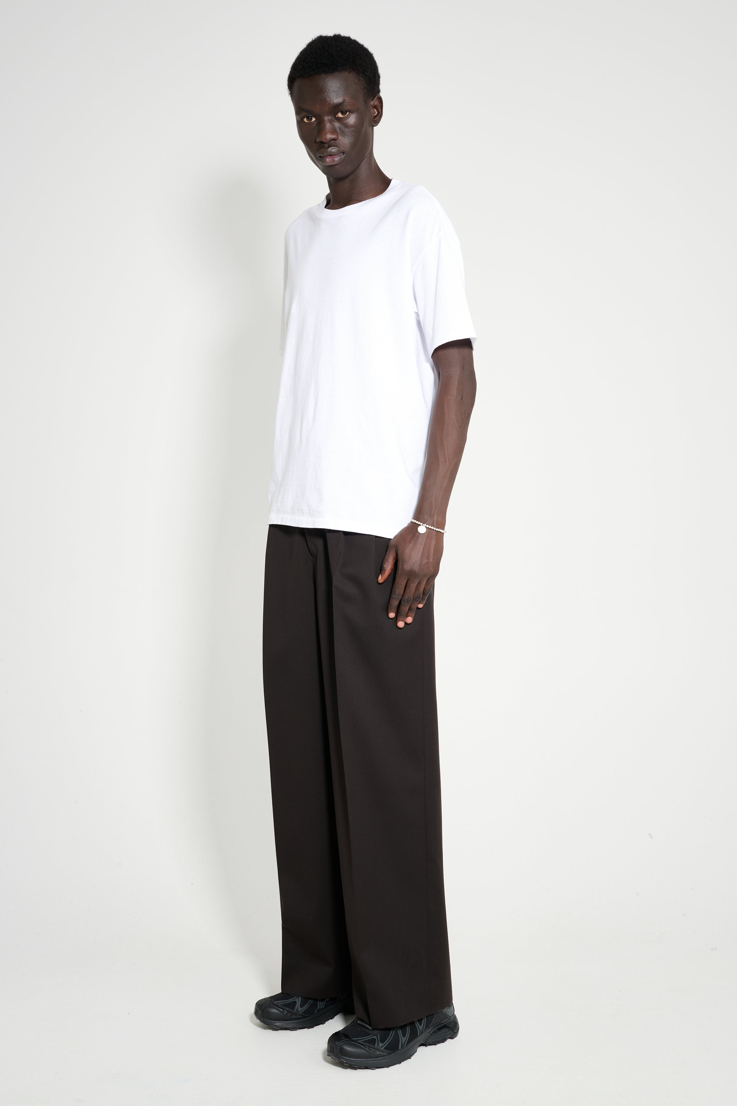 ssstein Long Wide Trousers Dark Brown
