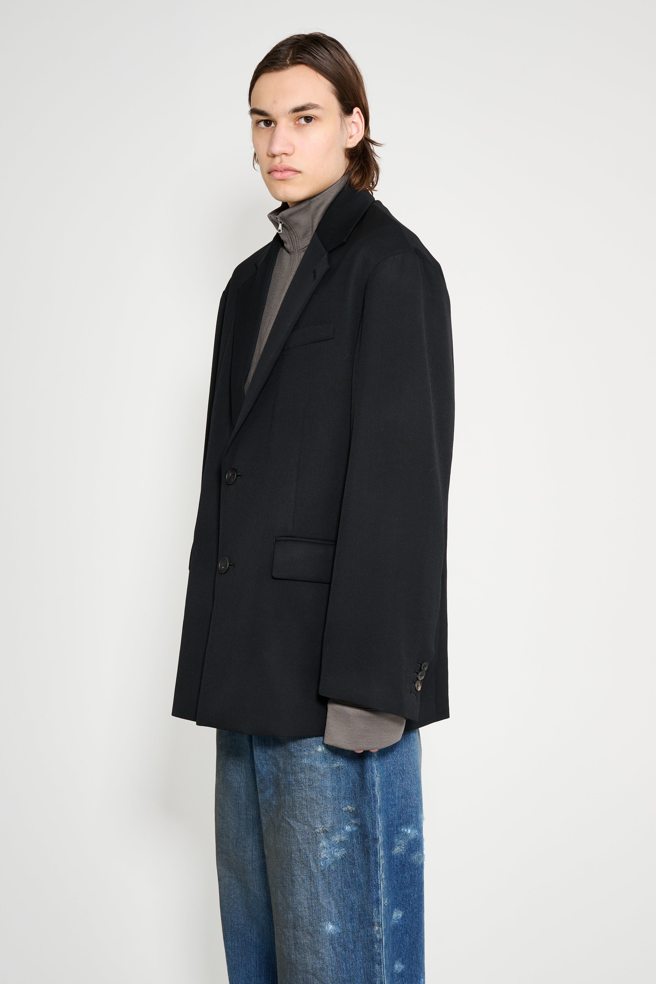 ssstein Oversized Single Breasted Jacket Black
