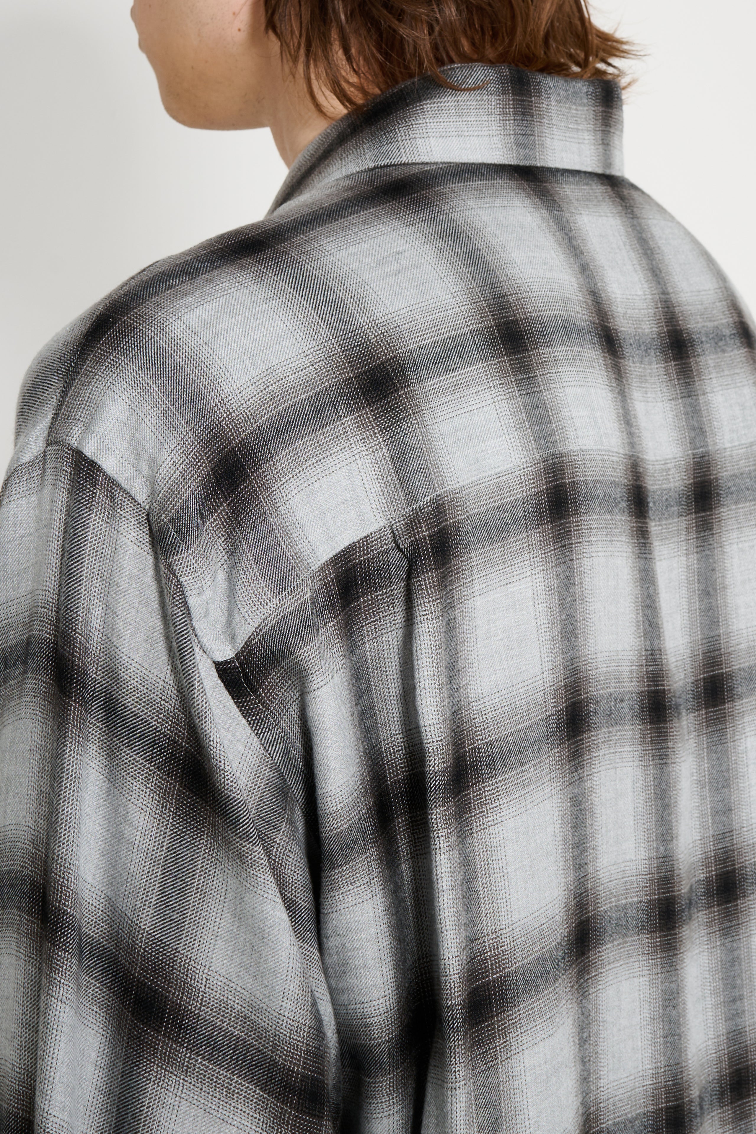 ssstein Rayon / Lyocell Check Oversized Down Pat Shirt Black Ombre
