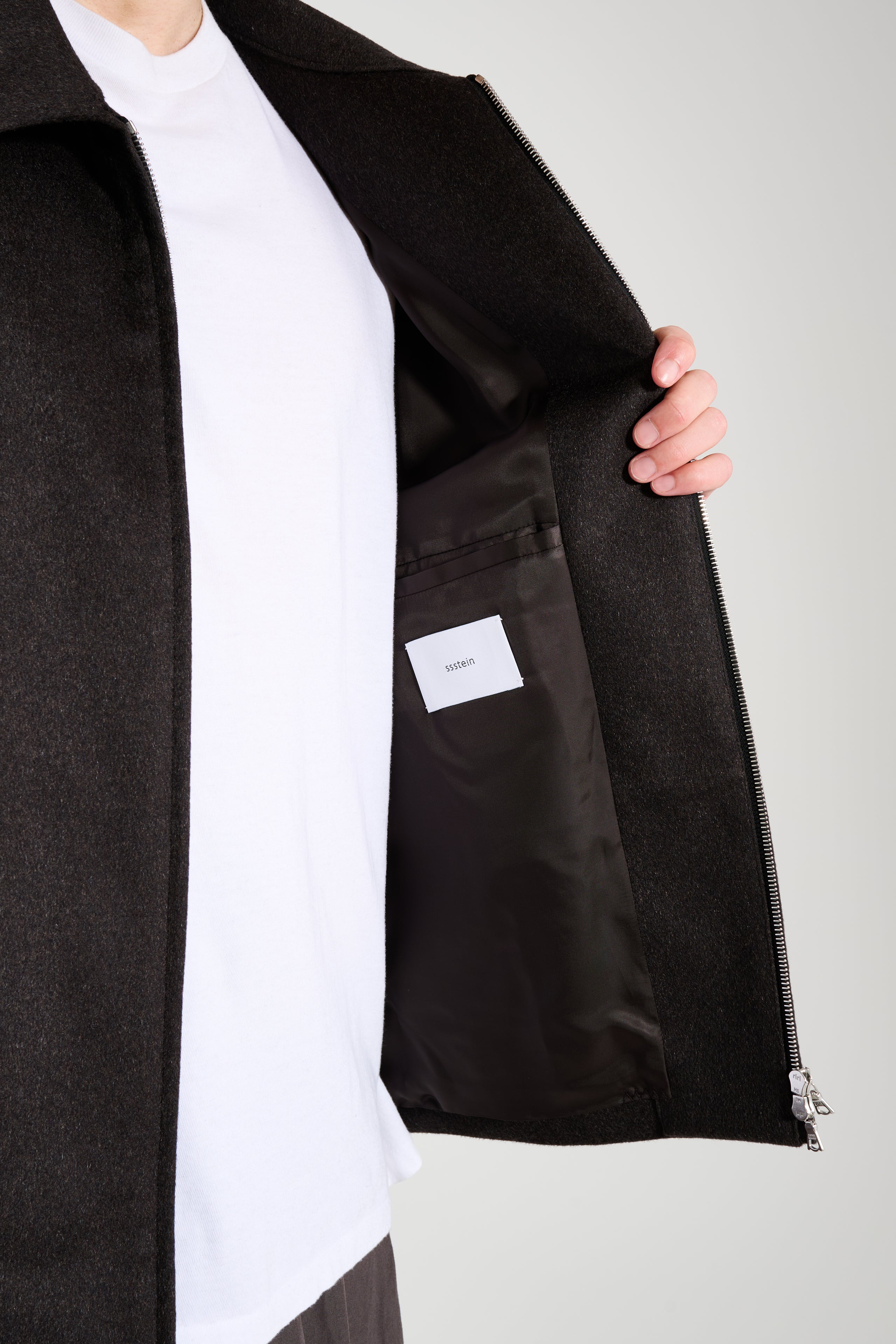 ssstein Pure Cashmere Zip Short Jacket Dark Brown