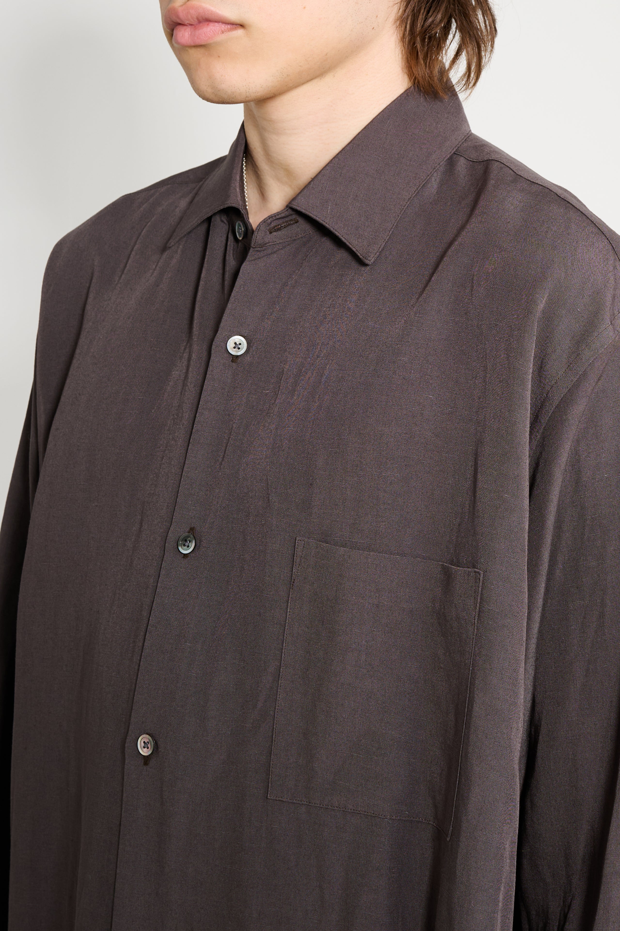 ssstein Rayon / Linen Oversized Down Pat Shirt Charcoal