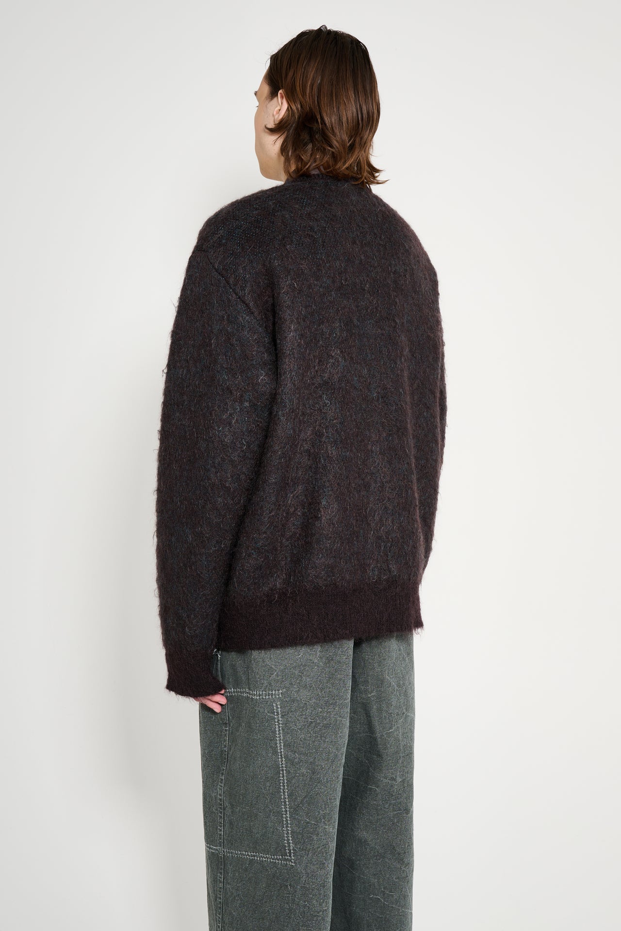 ssstein Kid Mohair Mix Jacquard Knit Cardigan Brown Mix