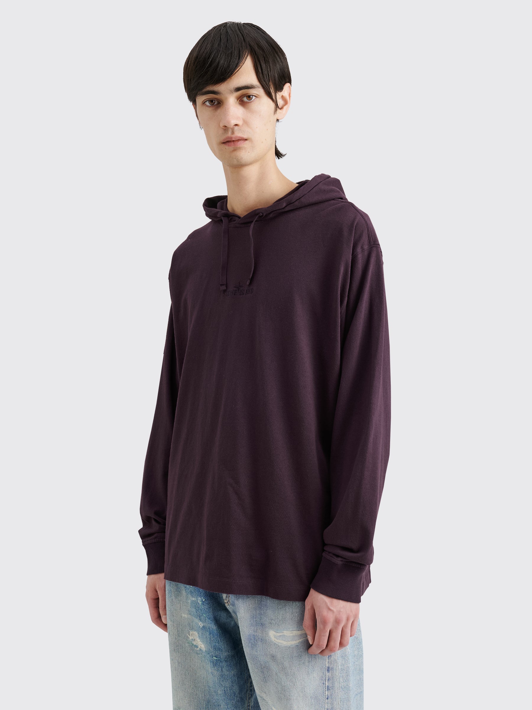 Stone Island Hooded Chest Logo T-shirt Dark Burgundy