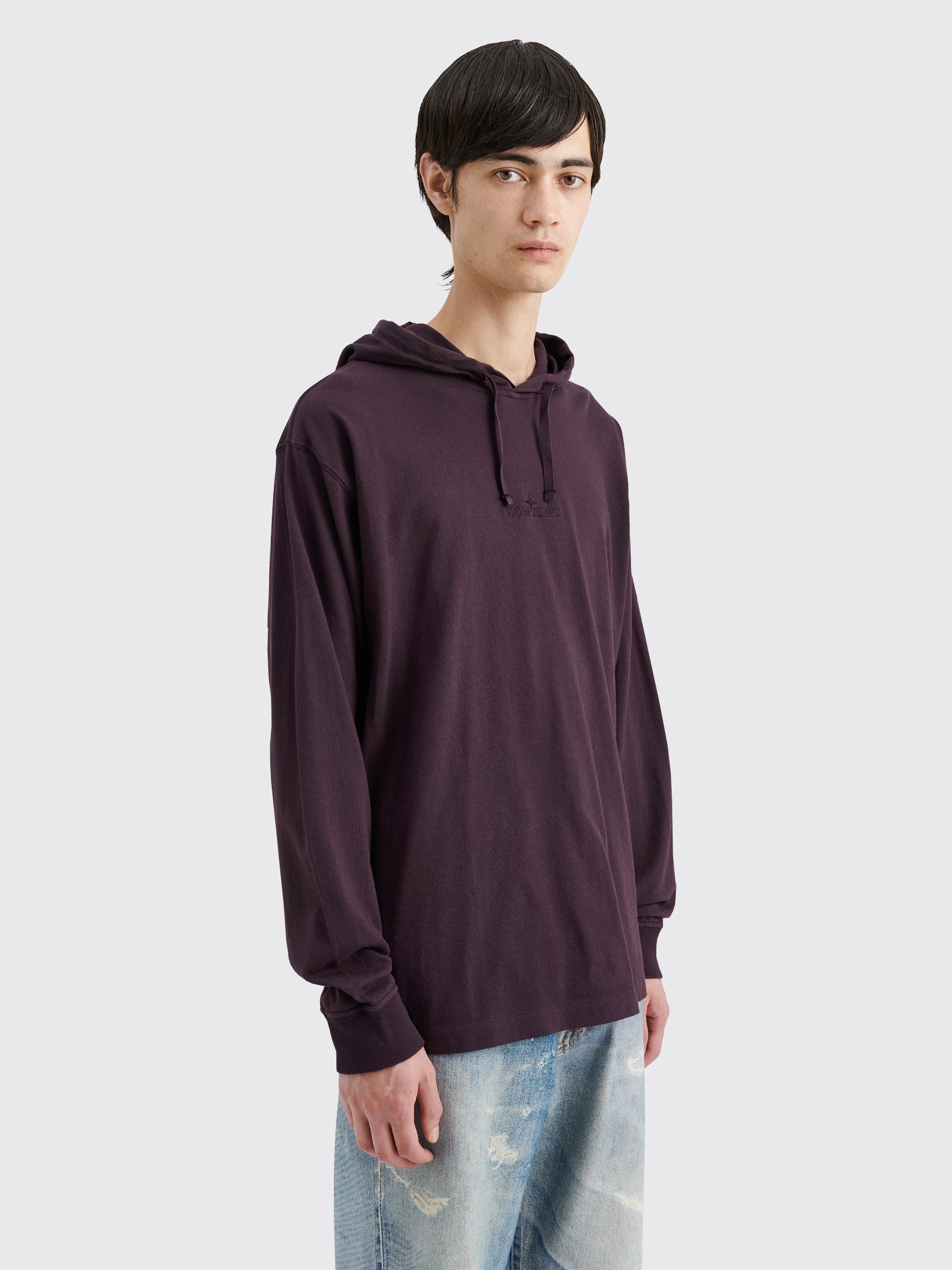 Stone Island Hooded Chest Logo T-shirt Dark Burgundy