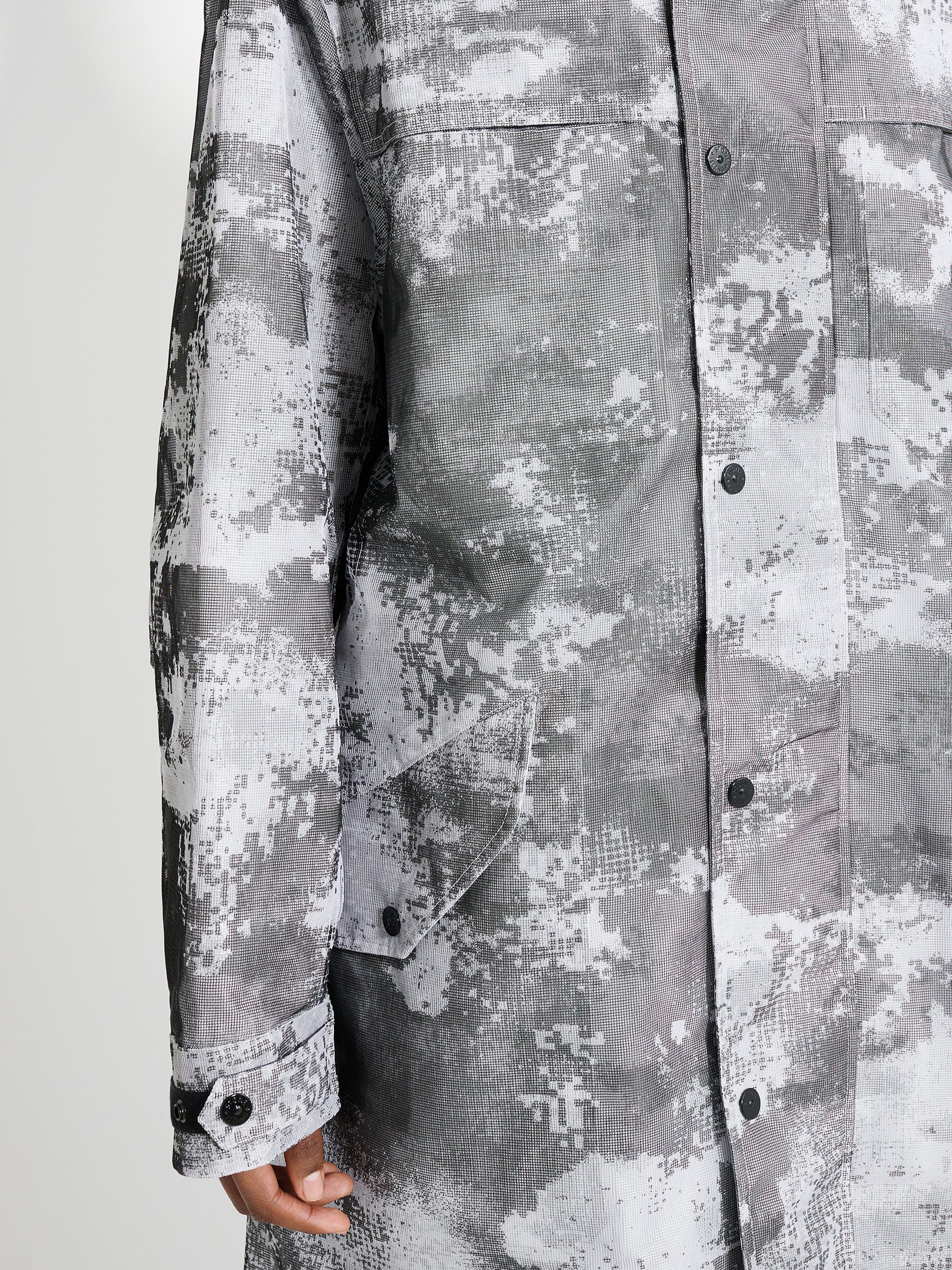 Stone Island Dissolving Grid Camo Mesh Coat Dust