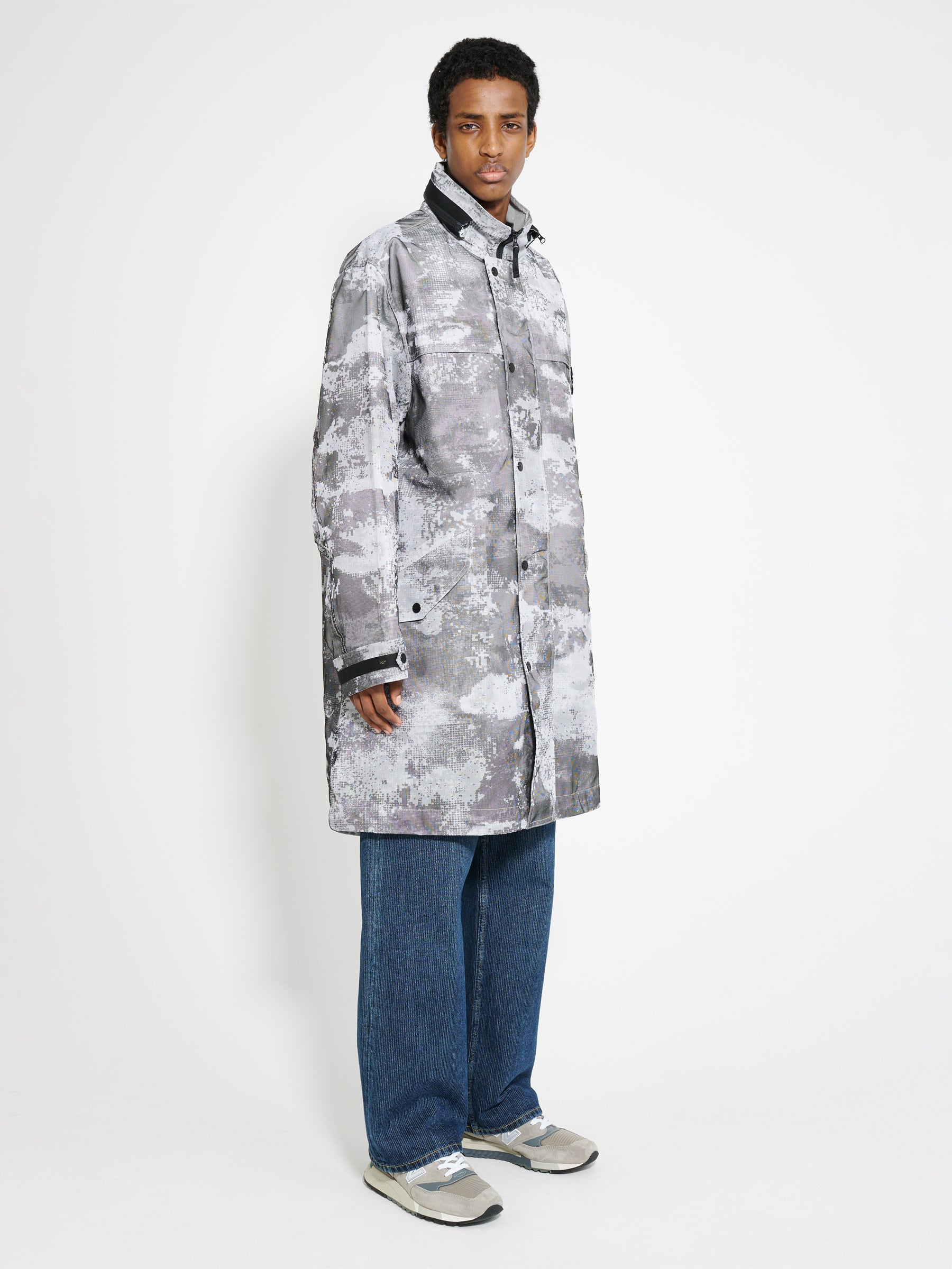 Stone Island Dissolving Grid Camo Mesh Coat Dust