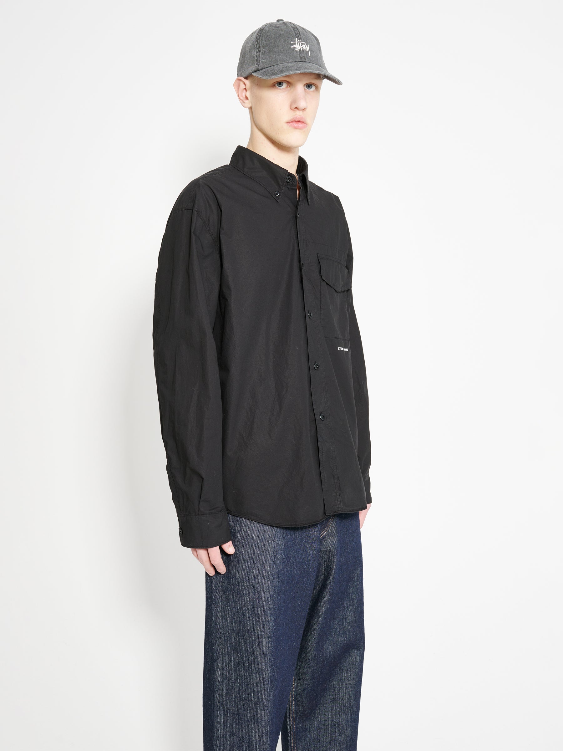 Stone Island Button Down Shirt Black