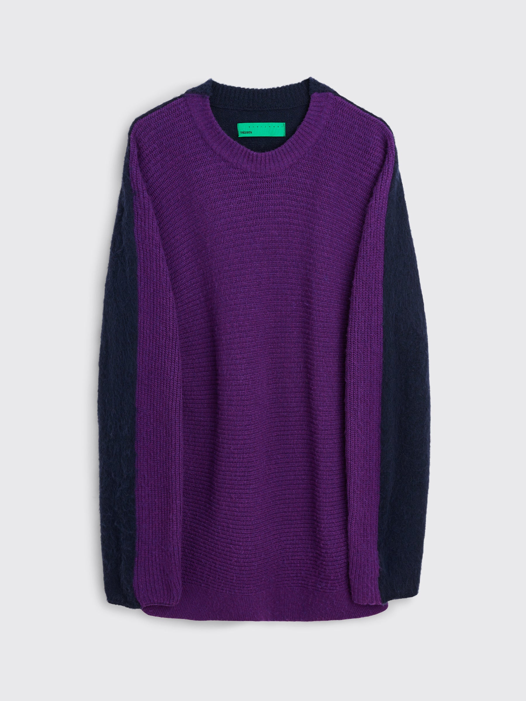 TRÈS BIEN everywear Split Knitted Sweater Wool Blend Purple / Navy
