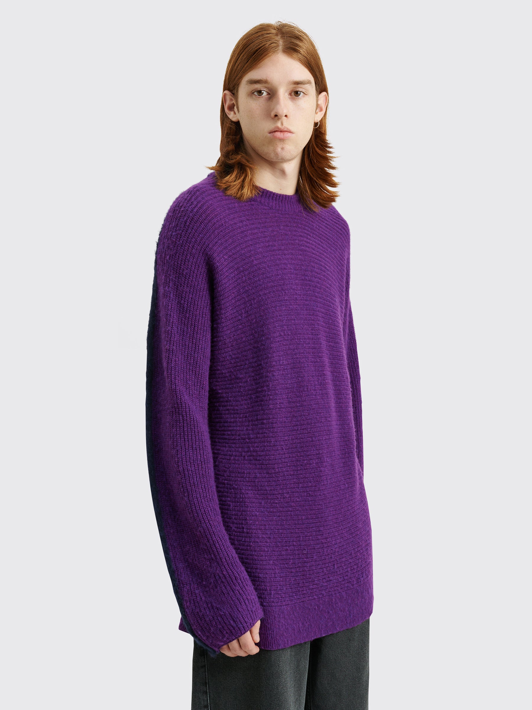 TRÈS BIEN everywear Split Knitted Sweater Wool Blend Purple / Navy
