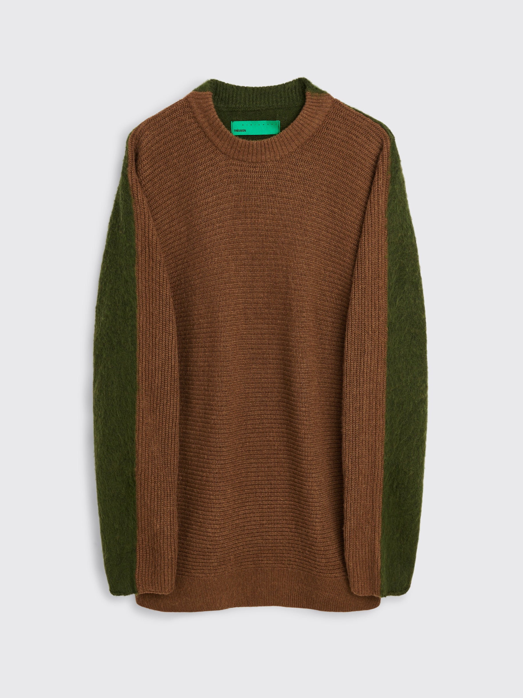 TRÈS BIEN everywear Split Knitted Sweater Wool Blend Brown / Green