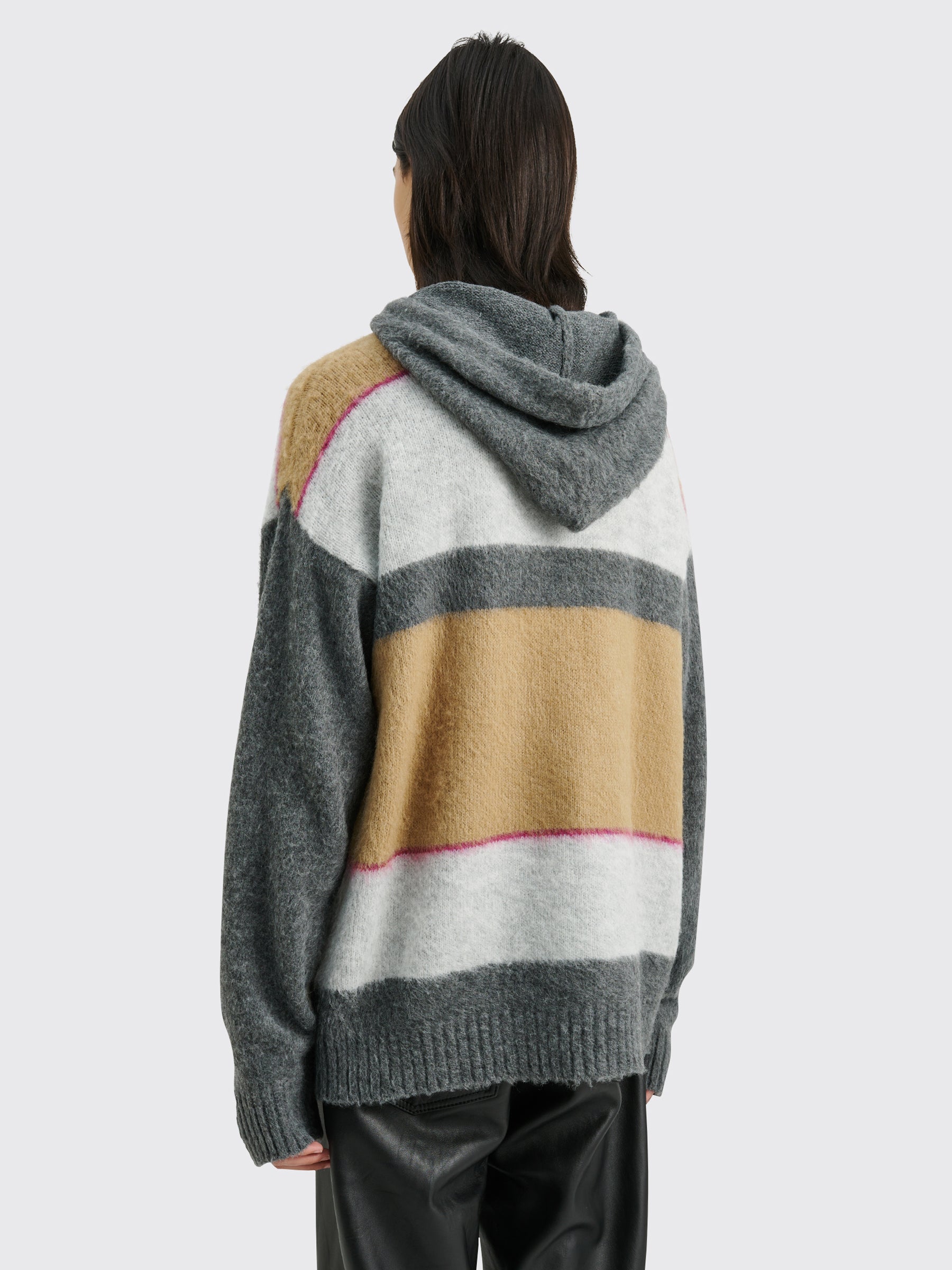 TRÈS BIEN everywear Knitted Hoodie Fuzzy Stripe Grey