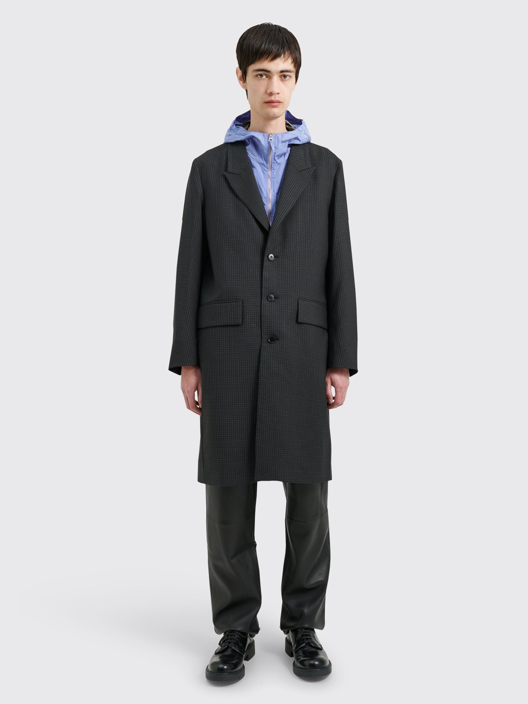 TRÈS BIEN everywear Peak Lapel Coat Virgin Wool Black Check
